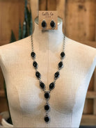 The Stafford Onyx Lariat Necklace Set xx-Necklaces-Calli Co., Turquoise and Silver Jewelry, Native American Handmade, Zuni Tribe, Navajo Tribe, Brock Texas
