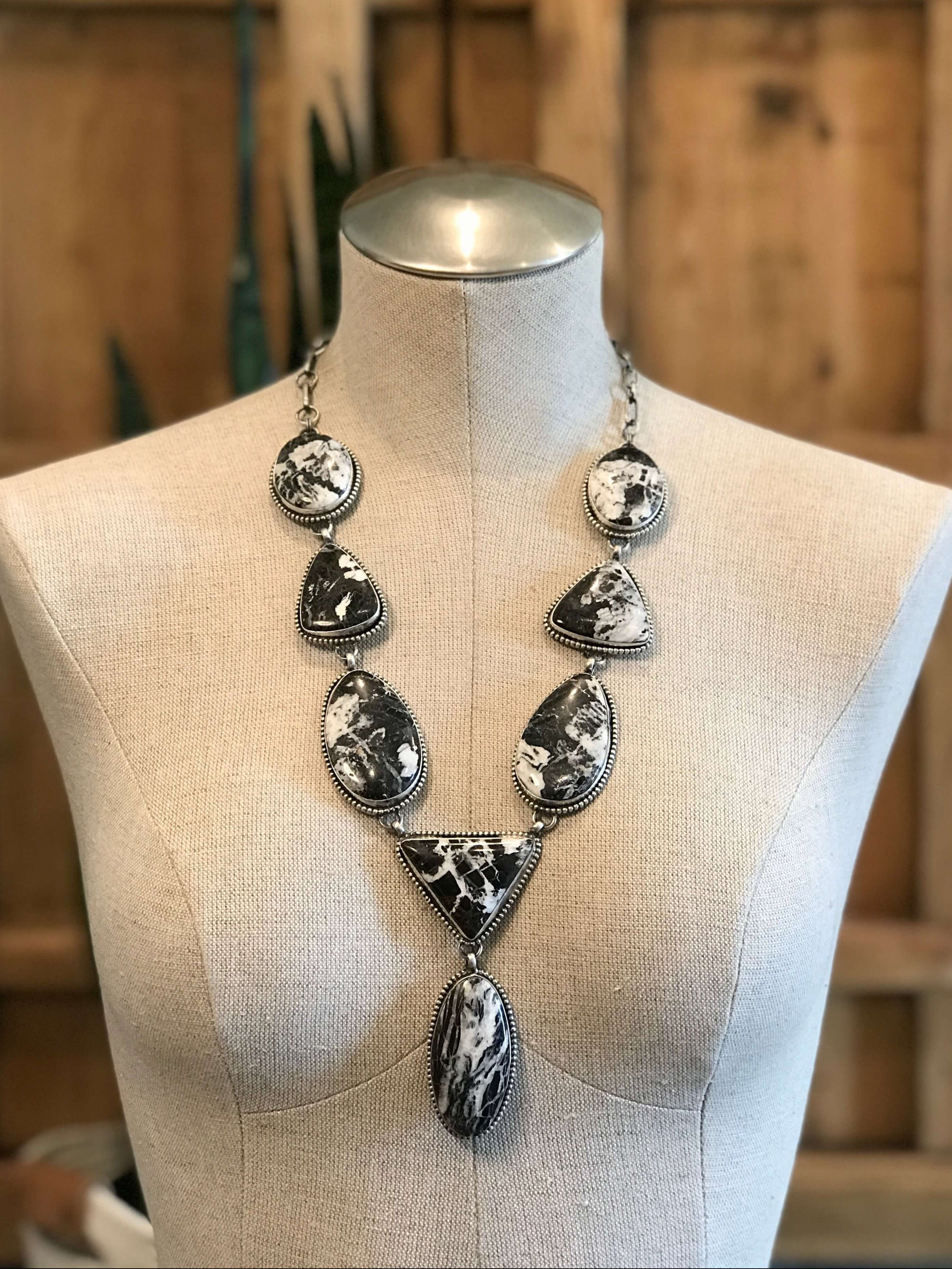 The Yukon Lariat Necklace xx-Necklaces-Calli Co., Turquoise and Silver Jewelry, Native American Handmade, Zuni Tribe, Navajo Tribe, Brock Texas