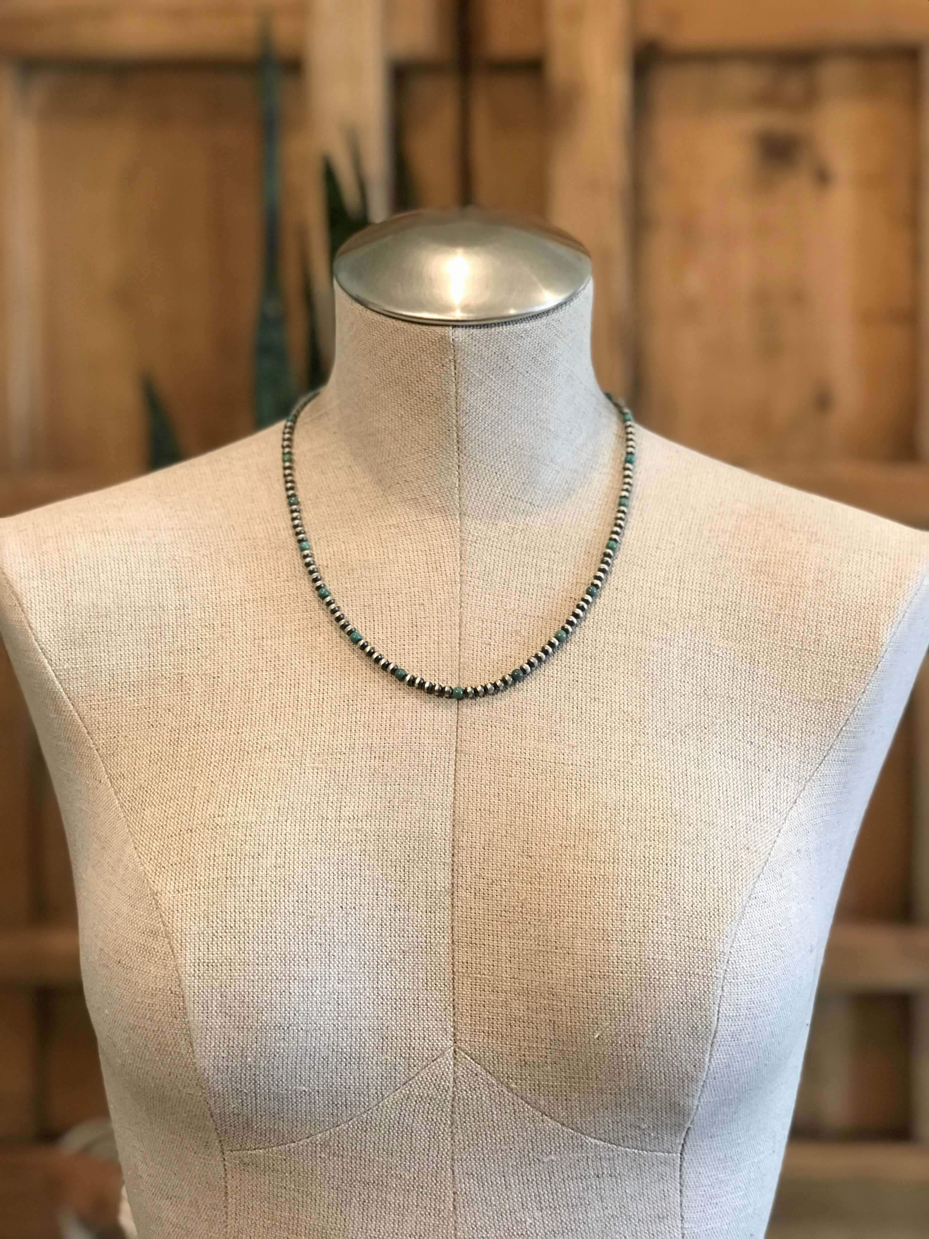 The Dallam Necklace in Green-Necklaces-Calli Co., Turquoise and Silver Jewelry, Native American Handmade, Zuni Tribe, Navajo Tribe, Brock Texas