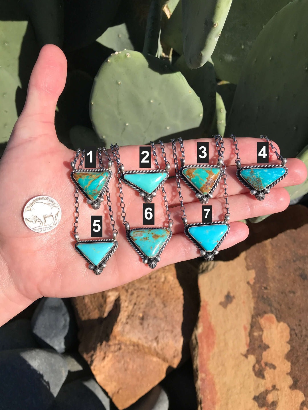 The Vegas Turquoise Necklaces-Necklaces-Calli Co., Turquoise and Silver Jewelry, Native American Handmade, Zuni Tribe, Navajo Tribe, Brock Texas