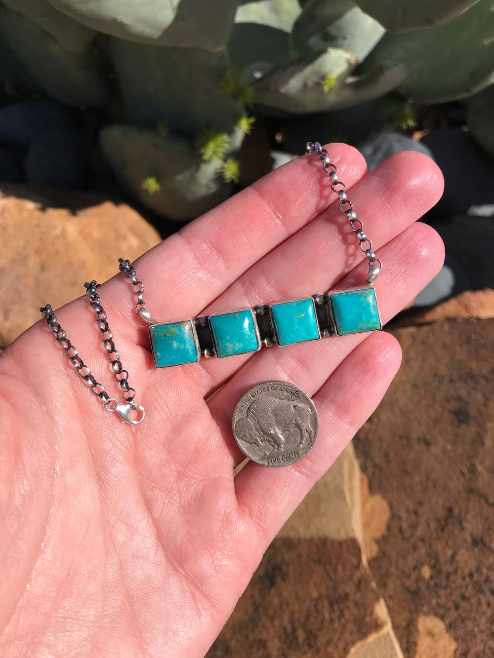 The Laurent Necklace, 8-Necklaces-Calli Co., Turquoise and Silver Jewelry, Native American Handmade, Zuni Tribe, Navajo Tribe, Brock Texas