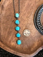 The Arroyo 5 Stone Lariat, 7-Necklaces-Calli Co., Turquoise and Silver Jewelry, Native American Handmade, Zuni Tribe, Navajo Tribe, Brock Texas