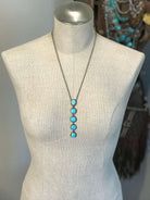 The Arroyo 5 Stone Lariat, 7-Necklaces-Calli Co., Turquoise and Silver Jewelry, Native American Handmade, Zuni Tribe, Navajo Tribe, Brock Texas