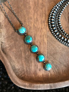 The Arroyo 5 Stone Lariat, 11-Necklaces-Calli Co., Turquoise and Silver Jewelry, Native American Handmade, Zuni Tribe, Navajo Tribe, Brock Texas