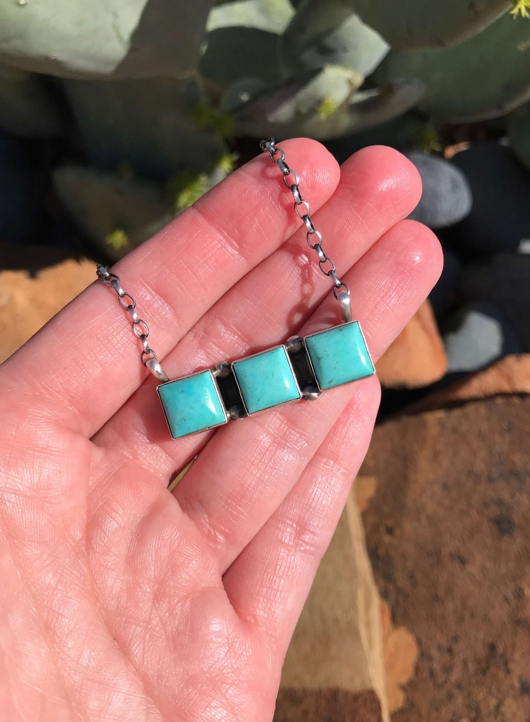 The Laurent Necklace, 7-Necklaces-Calli Co., Turquoise and Silver Jewelry, Native American Handmade, Zuni Tribe, Navajo Tribe, Brock Texas