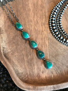 The Arroyo 5 Stone Lariat, 13-Necklaces-Calli Co., Turquoise and Silver Jewelry, Native American Handmade, Zuni Tribe, Navajo Tribe, Brock Texas