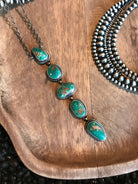 The Arroyo 5 Stone Lariat, 16-Necklaces-Calli Co., Turquoise and Silver Jewelry, Native American Handmade, Zuni Tribe, Navajo Tribe, Brock Texas