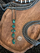 The Arroyo 5 Stone Lariat, 16-Necklaces-Calli Co., Turquoise and Silver Jewelry, Native American Handmade, Zuni Tribe, Navajo Tribe, Brock Texas