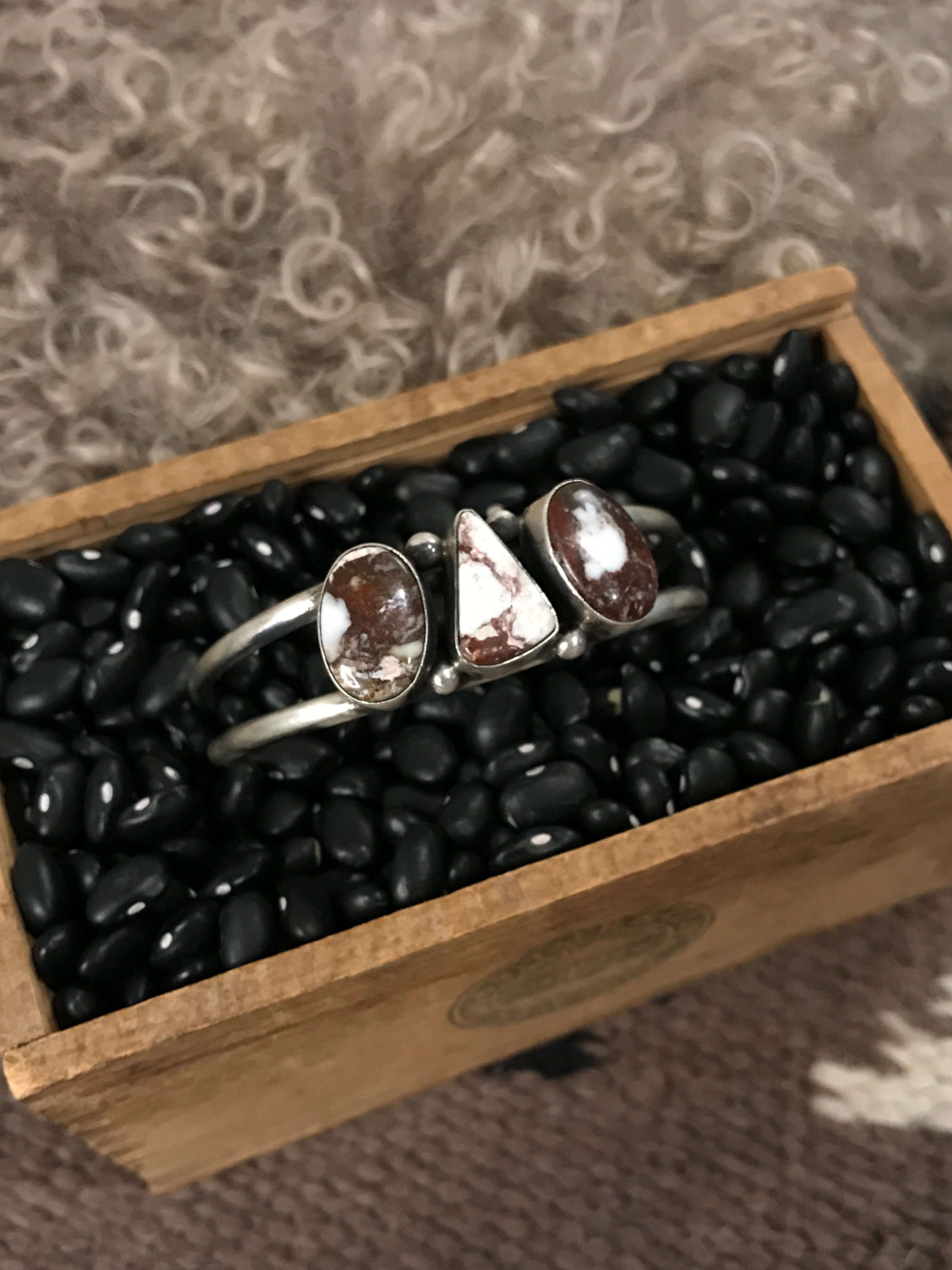 The Triple Stone Cuff, 13-Bracelets & Cuffs-Calli Co., Turquoise and Silver Jewelry, Native American Handmade, Zuni Tribe, Navajo Tribe, Brock Texas