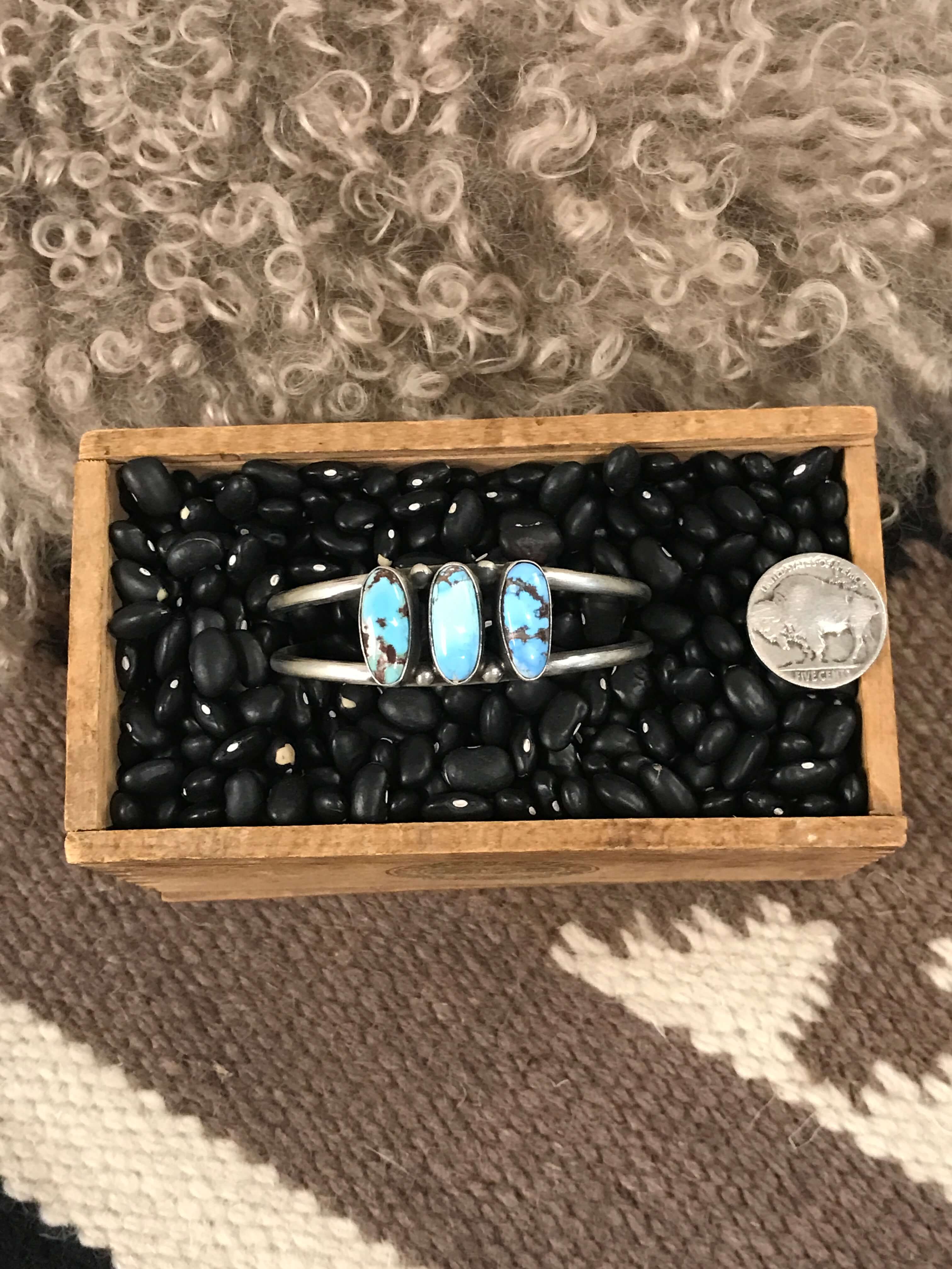 The Triple Stone Cuff, 14-Bracelets & Cuffs-Calli Co., Turquoise and Silver Jewelry, Native American Handmade, Zuni Tribe, Navajo Tribe, Brock Texas