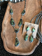 The Crowpoint Black Jack Lariat Necklace Set-Necklaces-Calli Co., Turquoise and Silver Jewelry, Native American Handmade, Zuni Tribe, Navajo Tribe, Brock Texas