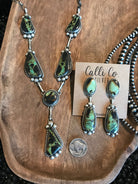 The Crowpoint Black Jack Lariat Necklace Set-Necklaces-Calli Co., Turquoise and Silver Jewelry, Native American Handmade, Zuni Tribe, Navajo Tribe, Brock Texas