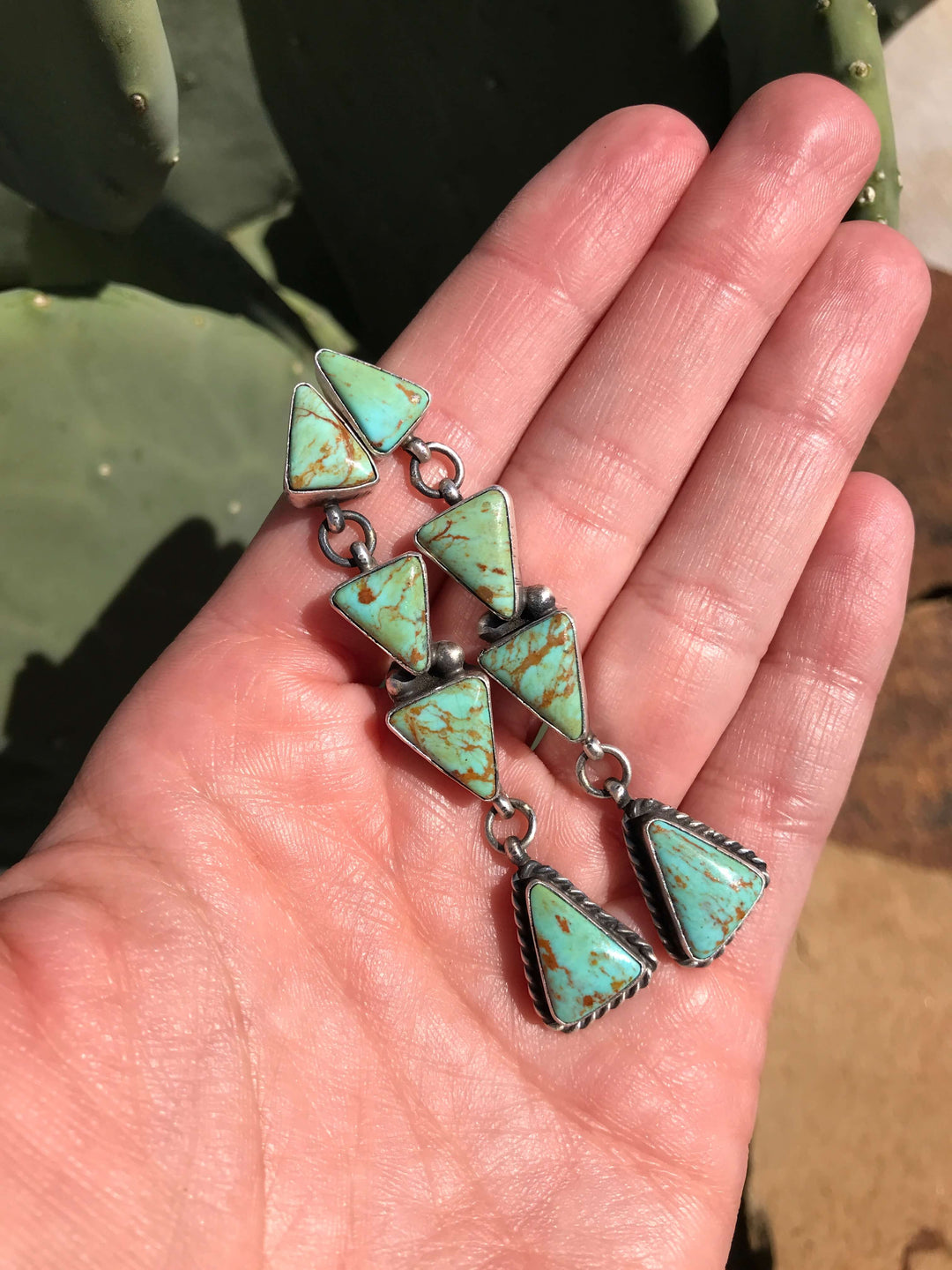 The Echo Lake Turquoise Earrings, 2-Earrings-Calli Co., Turquoise and Silver Jewelry, Native American Handmade, Zuni Tribe, Navajo Tribe, Brock Texas