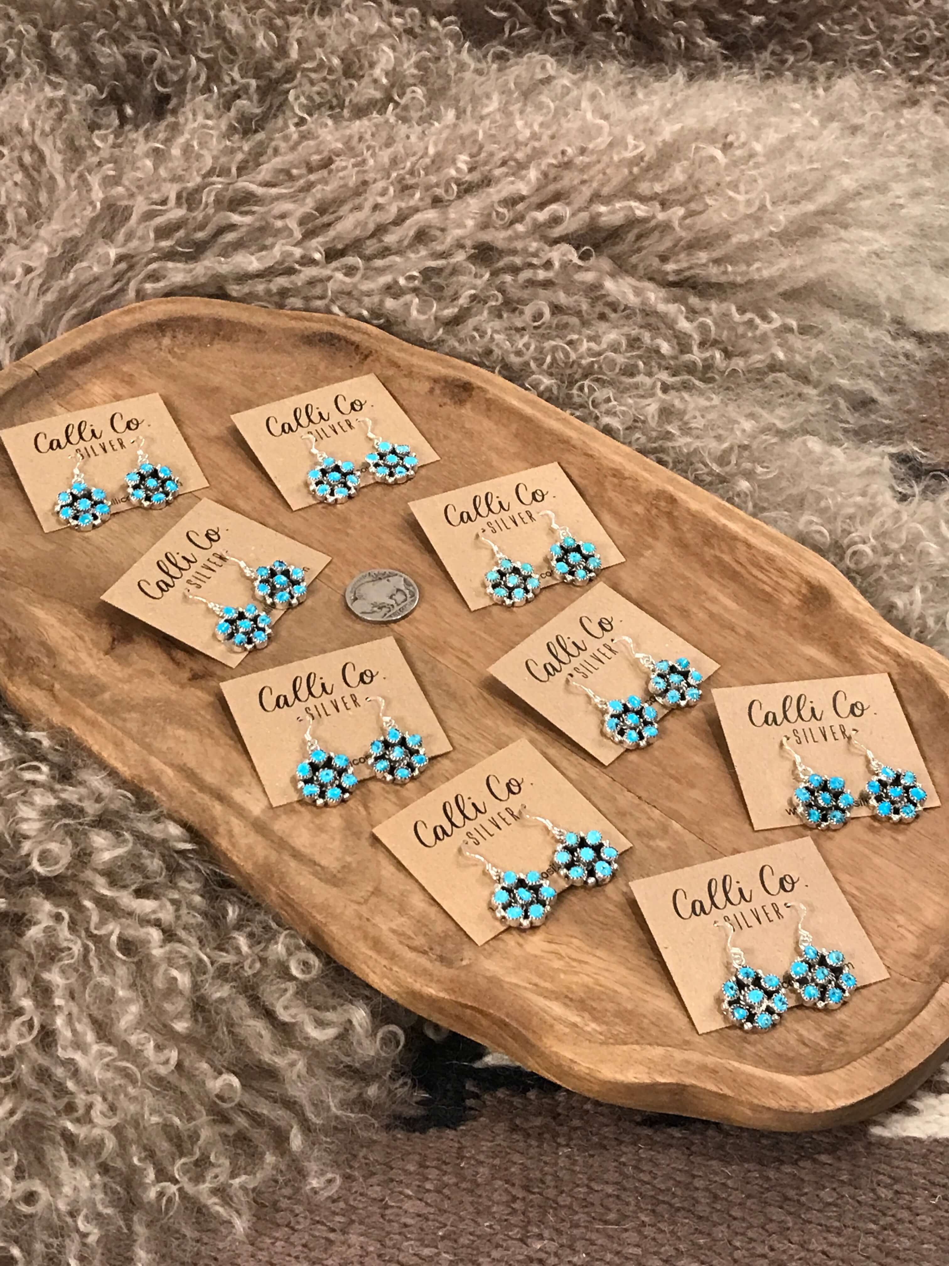 The Prisma Dangle Earrings-Earrings-Calli Co., Turquoise and Silver Jewelry, Native American Handmade, Zuni Tribe, Navajo Tribe, Brock Texas