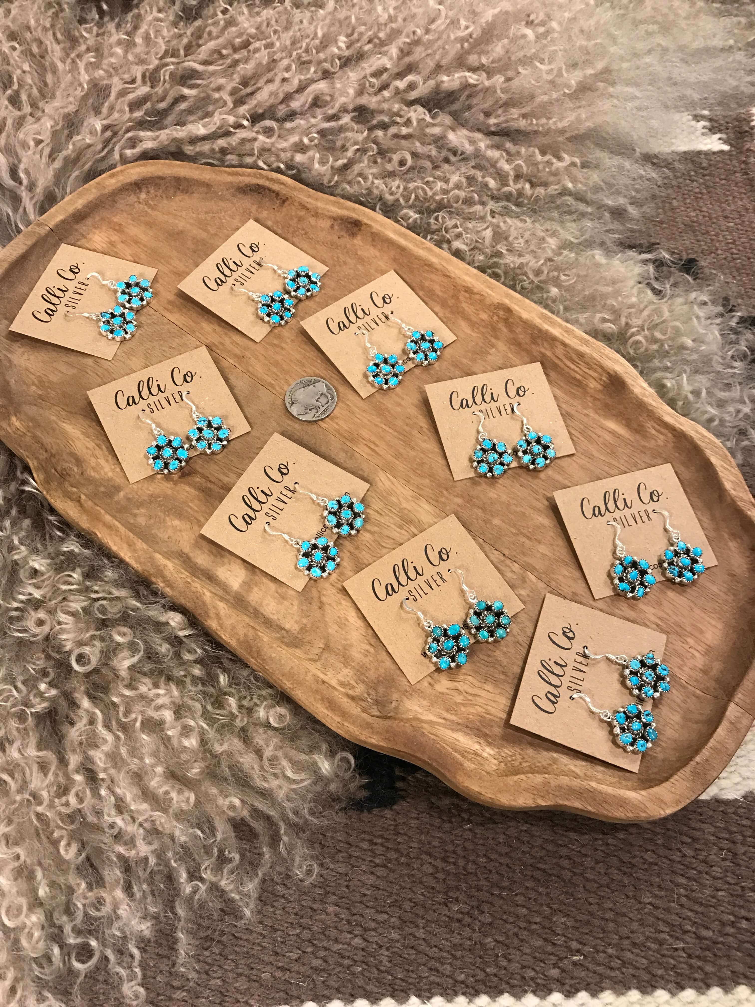 The Prisma Dangle Earrings-Earrings-Calli Co., Turquoise and Silver Jewelry, Native American Handmade, Zuni Tribe, Navajo Tribe, Brock Texas