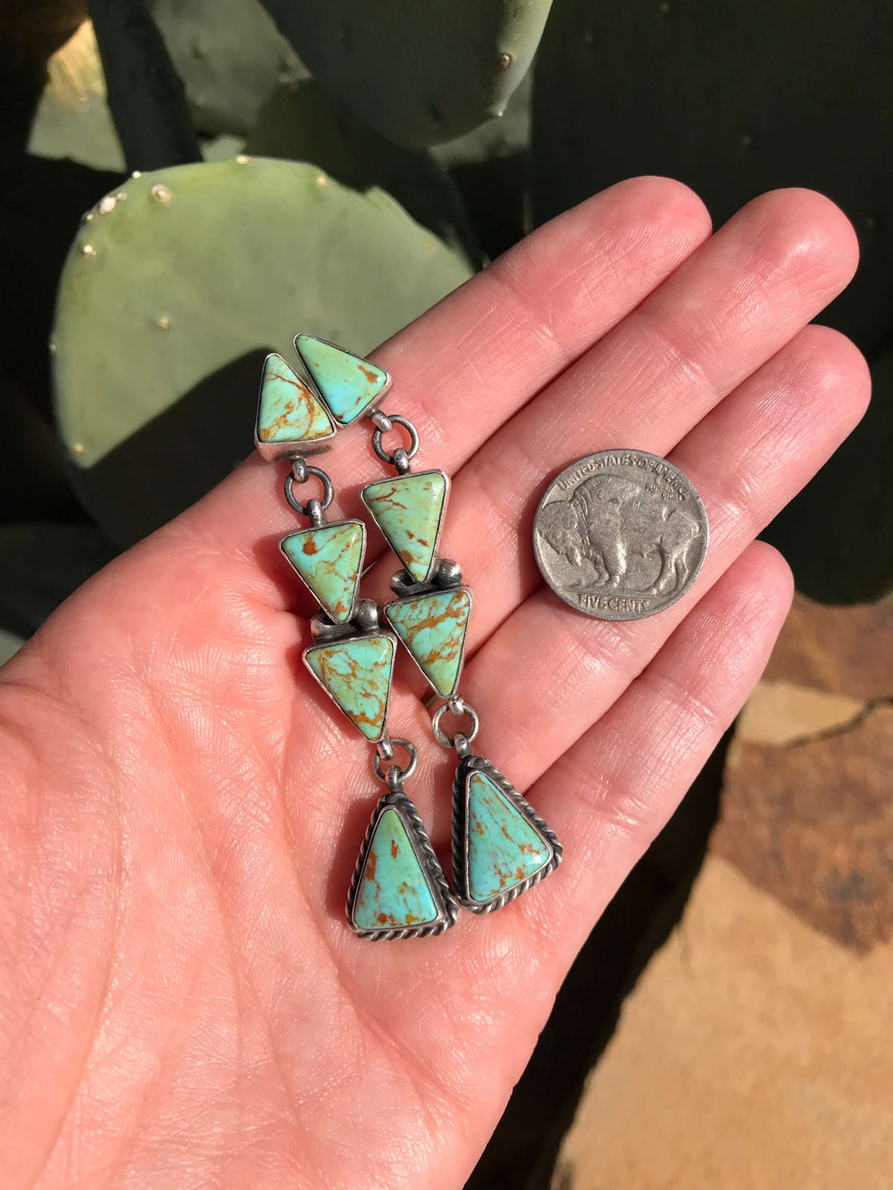 The Echo Lake Turquoise Earrings, 2-Earrings-Calli Co., Turquoise and Silver Jewelry, Native American Handmade, Zuni Tribe, Navajo Tribe, Brock Texas