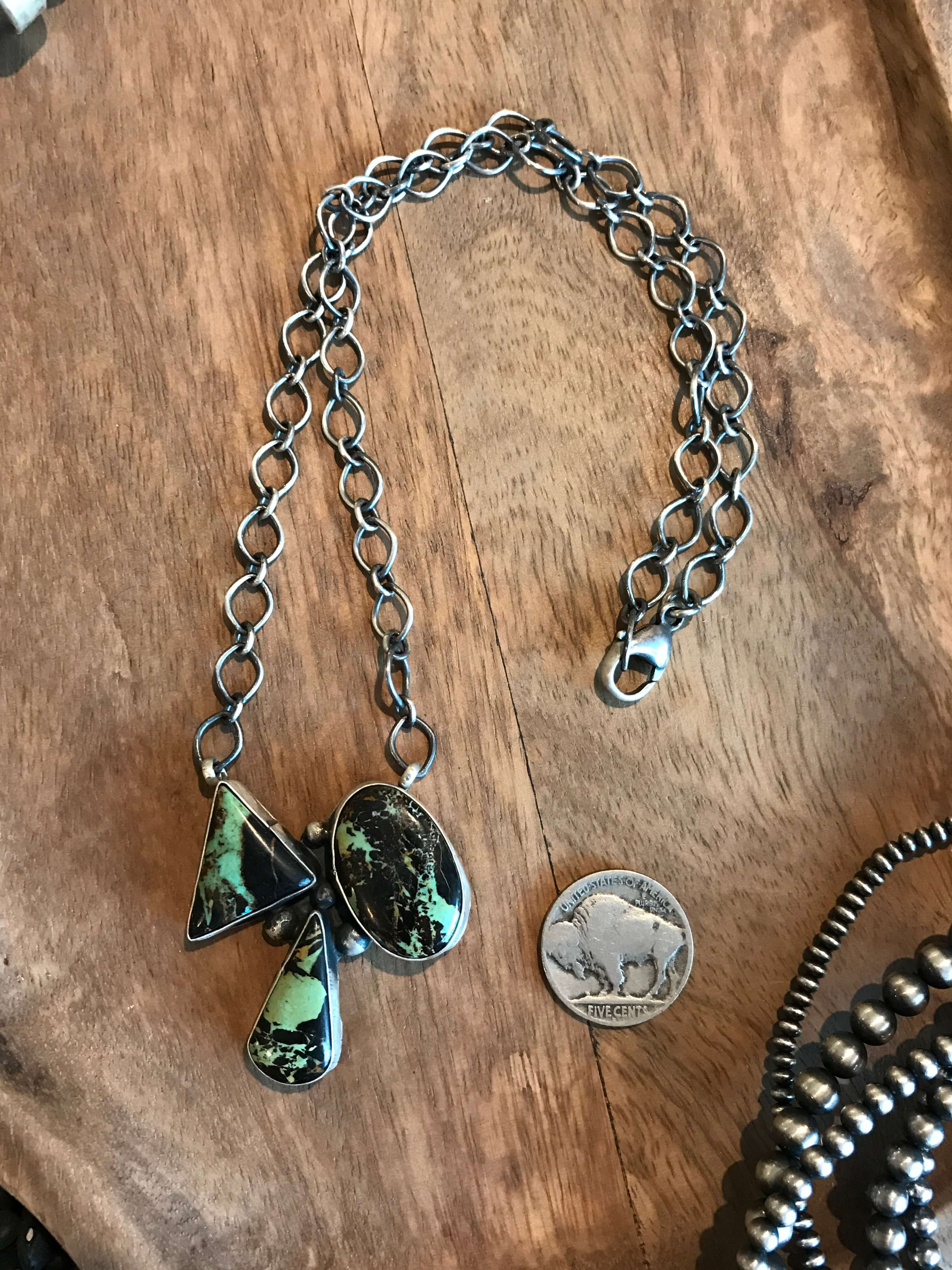 The Acacia Black Jack Necklace, 2-Necklaces-Calli Co., Turquoise and Silver Jewelry, Native American Handmade, Zuni Tribe, Navajo Tribe, Brock Texas