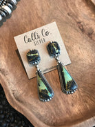 The Black Jack Earrings, 1-Earrings-Calli Co., Turquoise and Silver Jewelry, Native American Handmade, Zuni Tribe, Navajo Tribe, Brock Texas