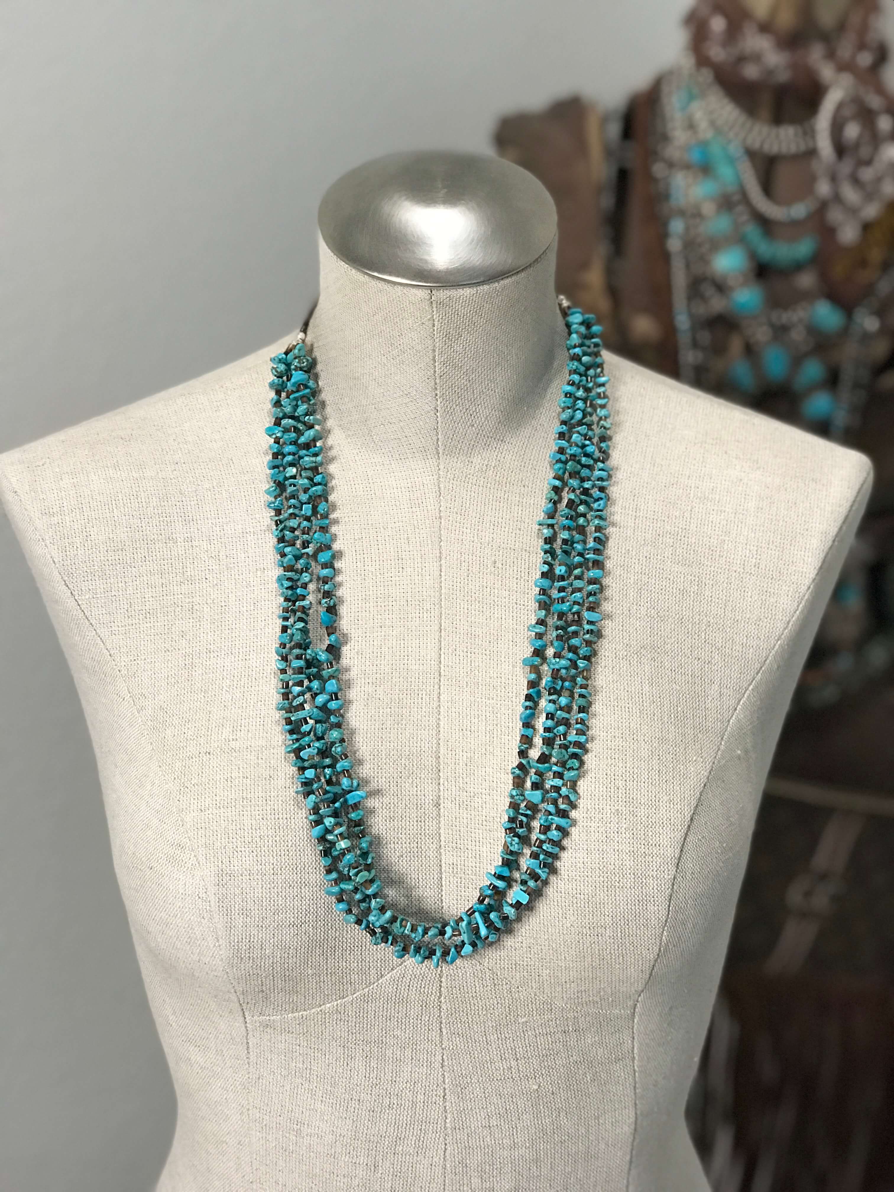 The Constantine Beaded Necklace, 1-Necklaces-Calli Co., Turquoise and Silver Jewelry, Native American Handmade, Zuni Tribe, Navajo Tribe, Brock Texas