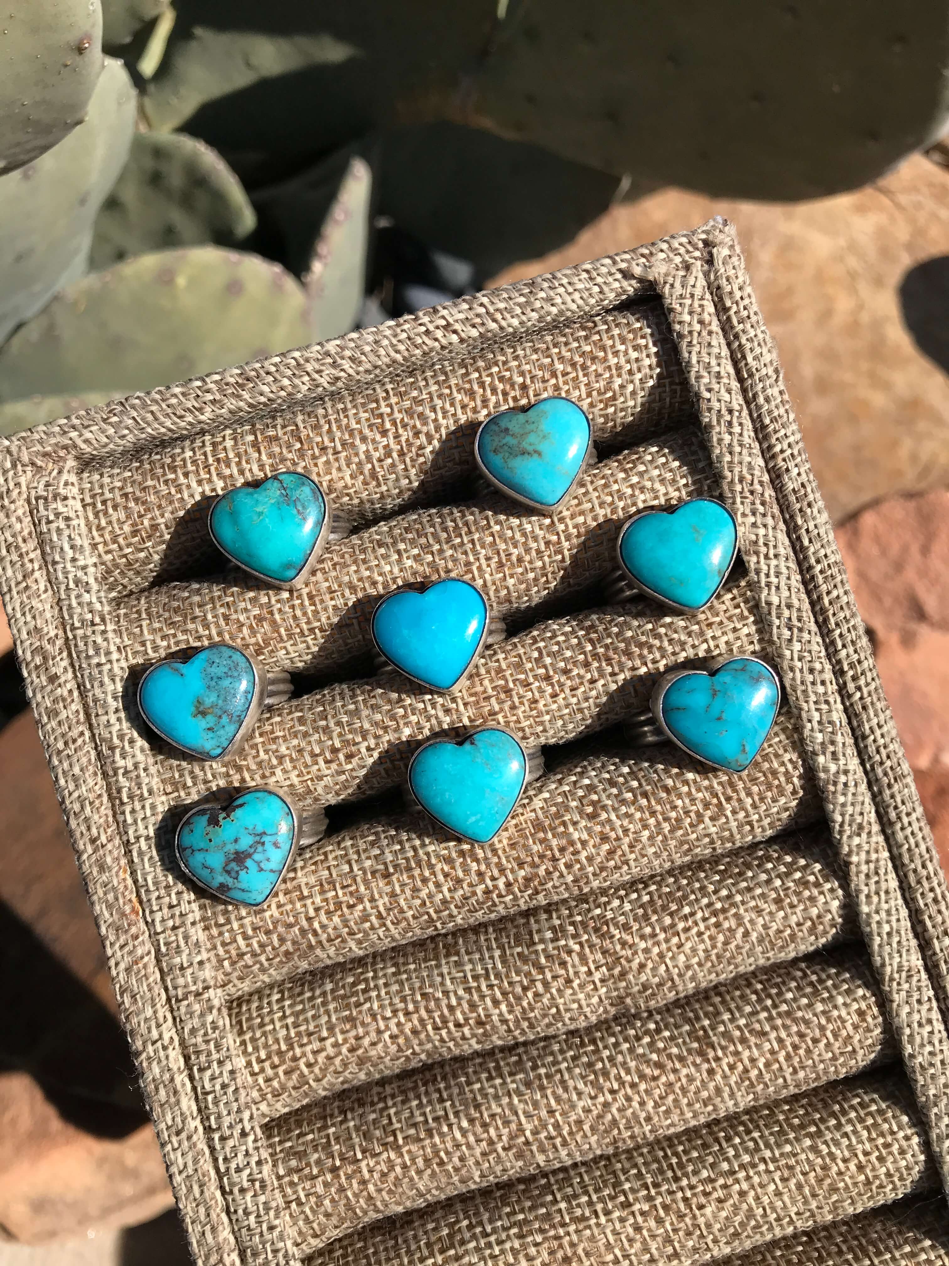 The Triplet Heart Ring-Rings-Calli Co., Turquoise and Silver Jewelry, Native American Handmade, Zuni Tribe, Navajo Tribe, Brock Texas