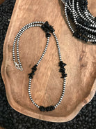 The Klien Necklace in Onyx, 25"-Necklaces-Calli Co., Turquoise and Silver Jewelry, Native American Handmade, Zuni Tribe, Navajo Tribe, Brock Texas