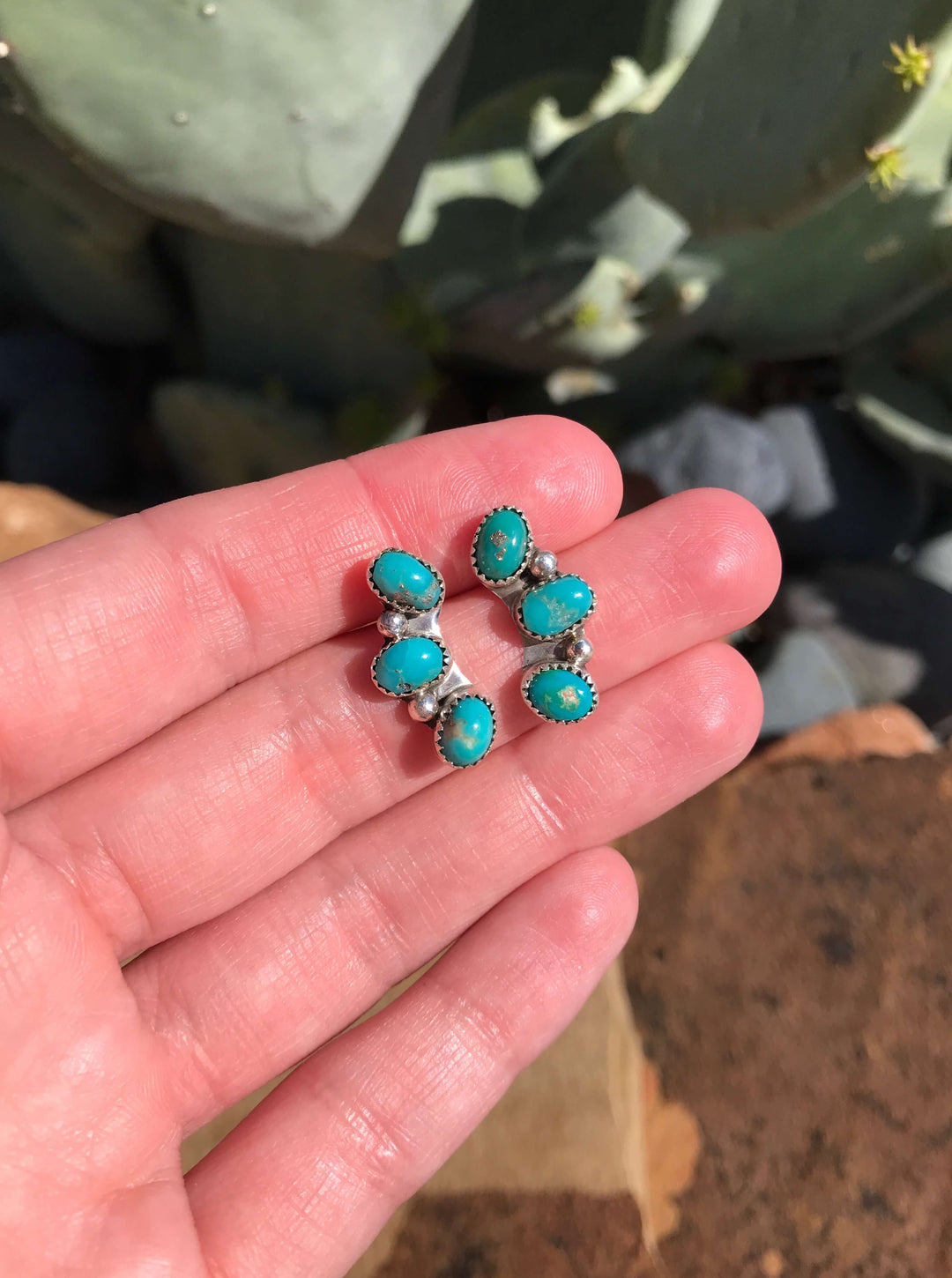 The Willow Creek Earrings, 3-Earrings-Calli Co., Turquoise and Silver Jewelry, Native American Handmade, Zuni Tribe, Navajo Tribe, Brock Texas