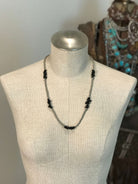 The Klien Necklace in Onyx, 25"-Necklaces-Calli Co., Turquoise and Silver Jewelry, Native American Handmade, Zuni Tribe, Navajo Tribe, Brock Texas