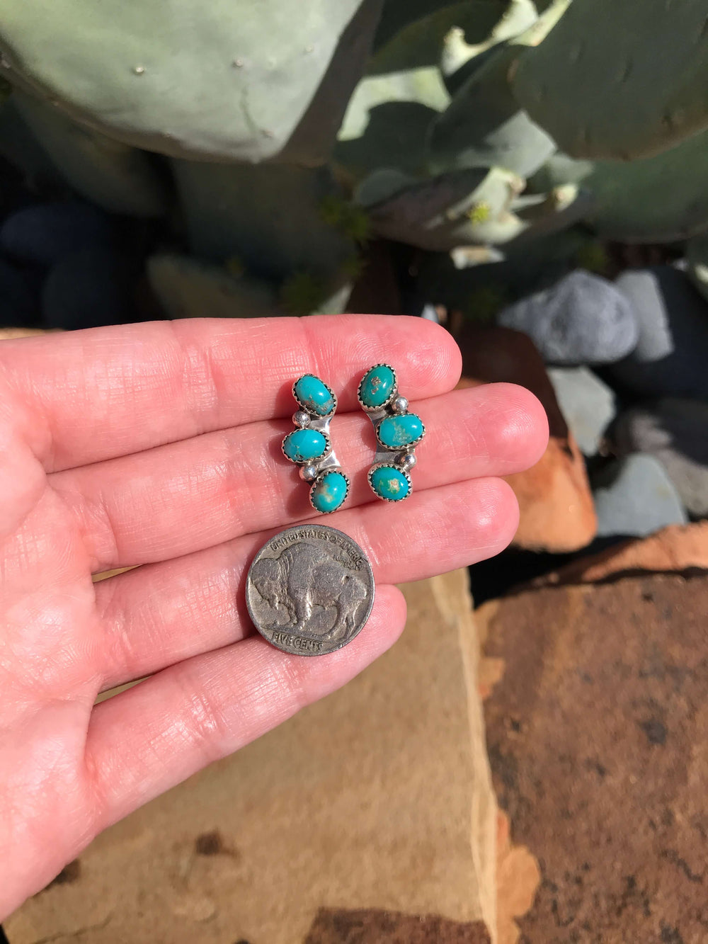 The Willow Creek Earrings, 3-Earrings-Calli Co., Turquoise and Silver Jewelry, Native American Handmade, Zuni Tribe, Navajo Tribe, Brock Texas