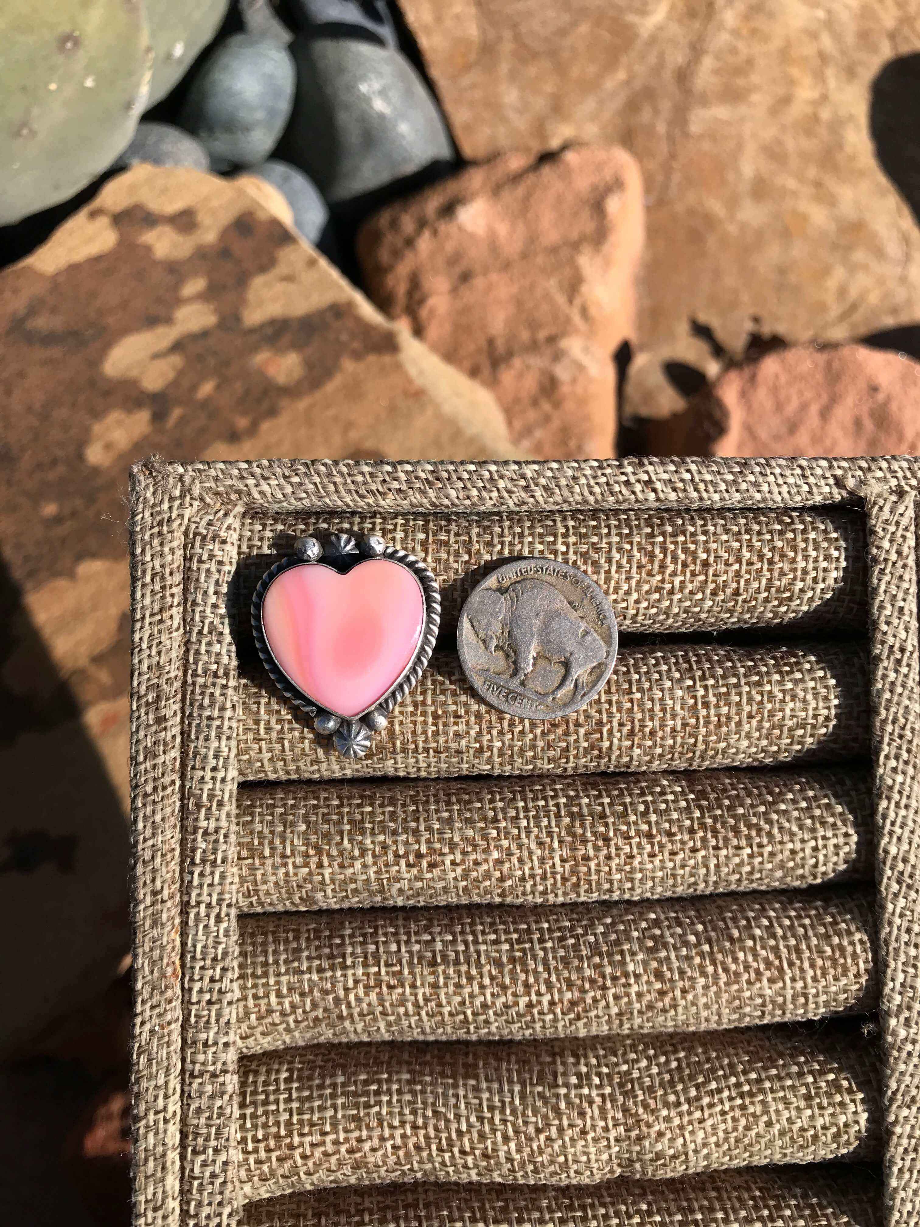 The Pink Conch Adjustable Ring, 2-Rings-Calli Co., Turquoise and Silver Jewelry, Native American Handmade, Zuni Tribe, Navajo Tribe, Brock Texas