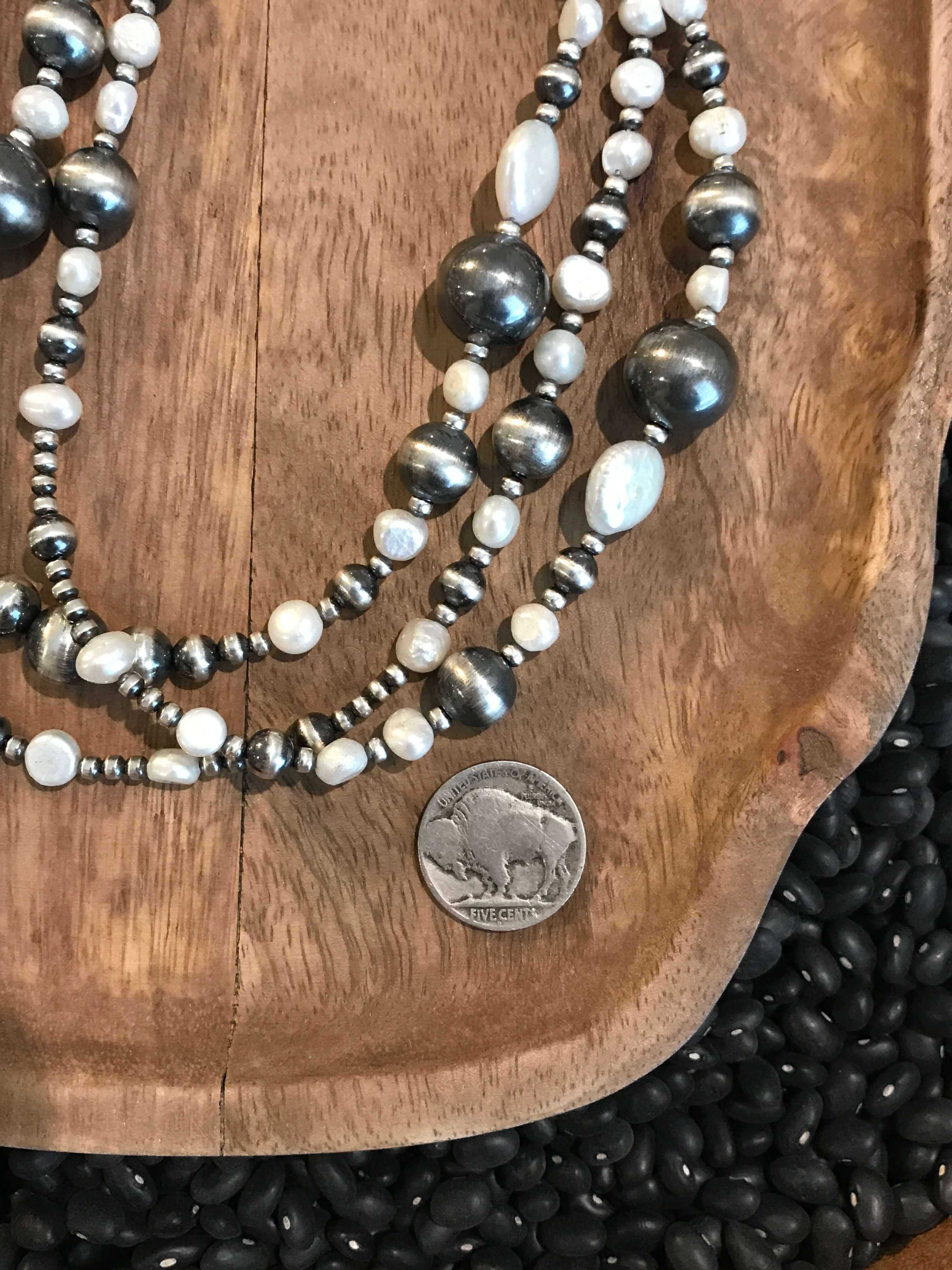 The Socorro Pearl Necklace-Necklaces-Calli Co., Turquoise and Silver Jewelry, Native American Handmade, Zuni Tribe, Navajo Tribe, Brock Texas