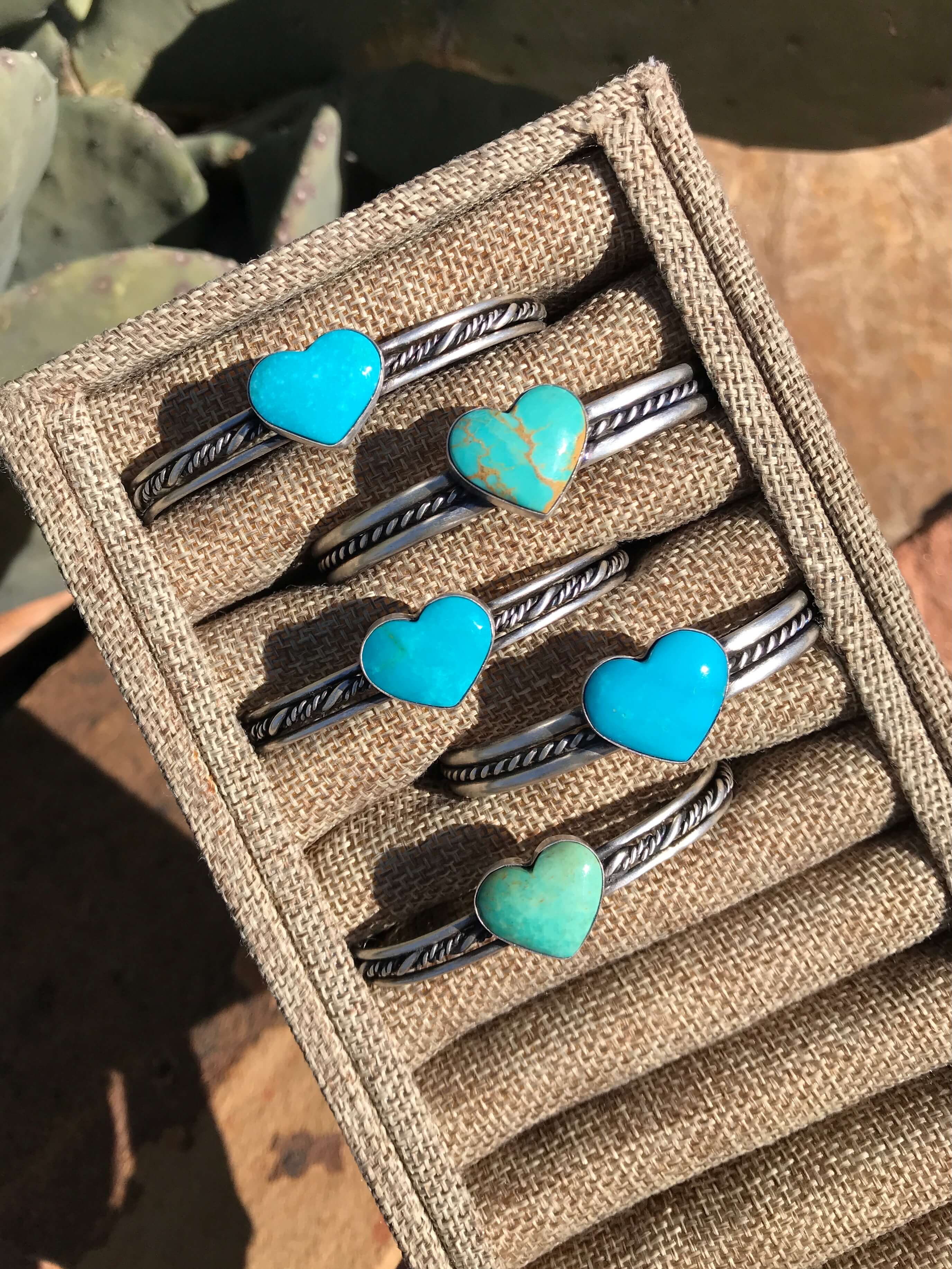 The Twisted Turquoise Heart Cuffs-Bracelets & Cuffs-Calli Co., Turquoise and Silver Jewelry, Native American Handmade, Zuni Tribe, Navajo Tribe, Brock Texas