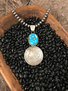 The Liberty Dollar Pendant, 1-Pendants-Calli Co., Turquoise and Silver Jewelry, Native American Handmade, Zuni Tribe, Navajo Tribe, Brock Texas