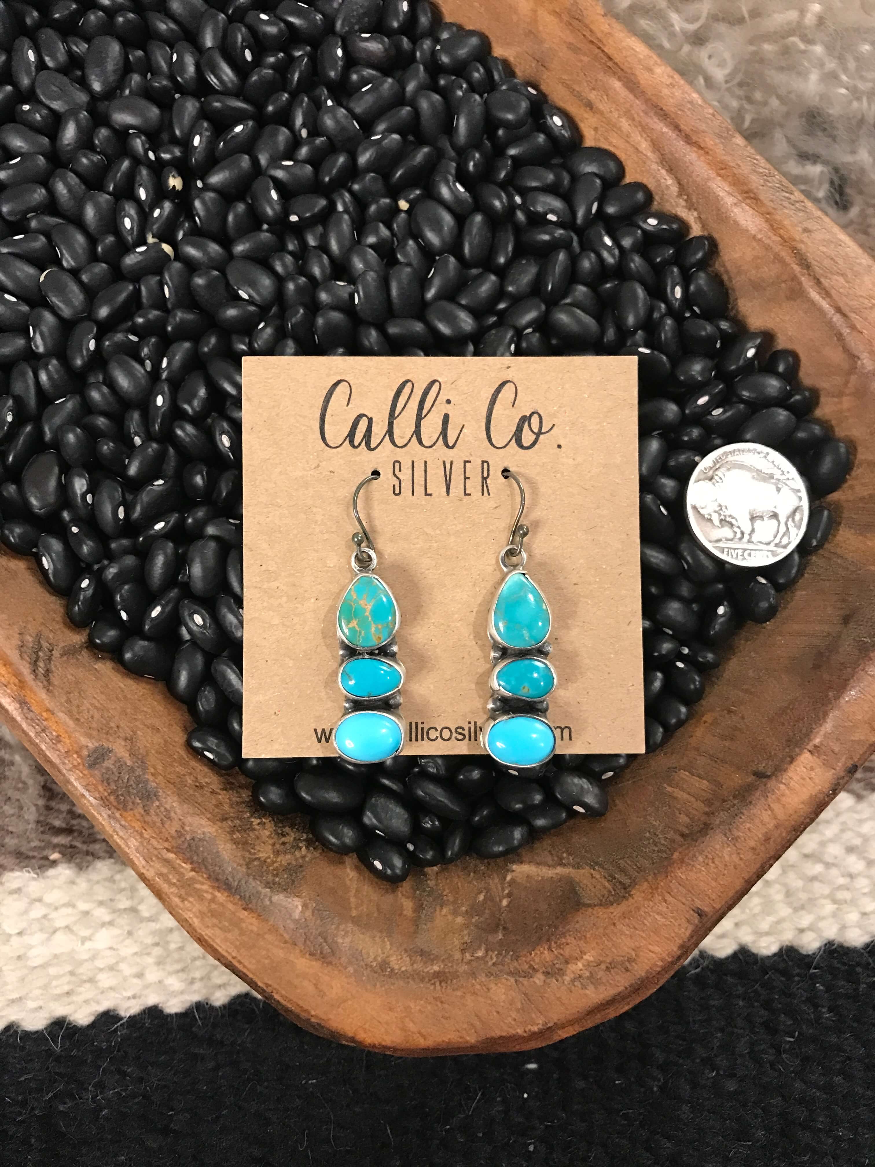 The Laureles Earrings, 1-Earrings-Calli Co., Turquoise and Silver Jewelry, Native American Handmade, Zuni Tribe, Navajo Tribe, Brock Texas