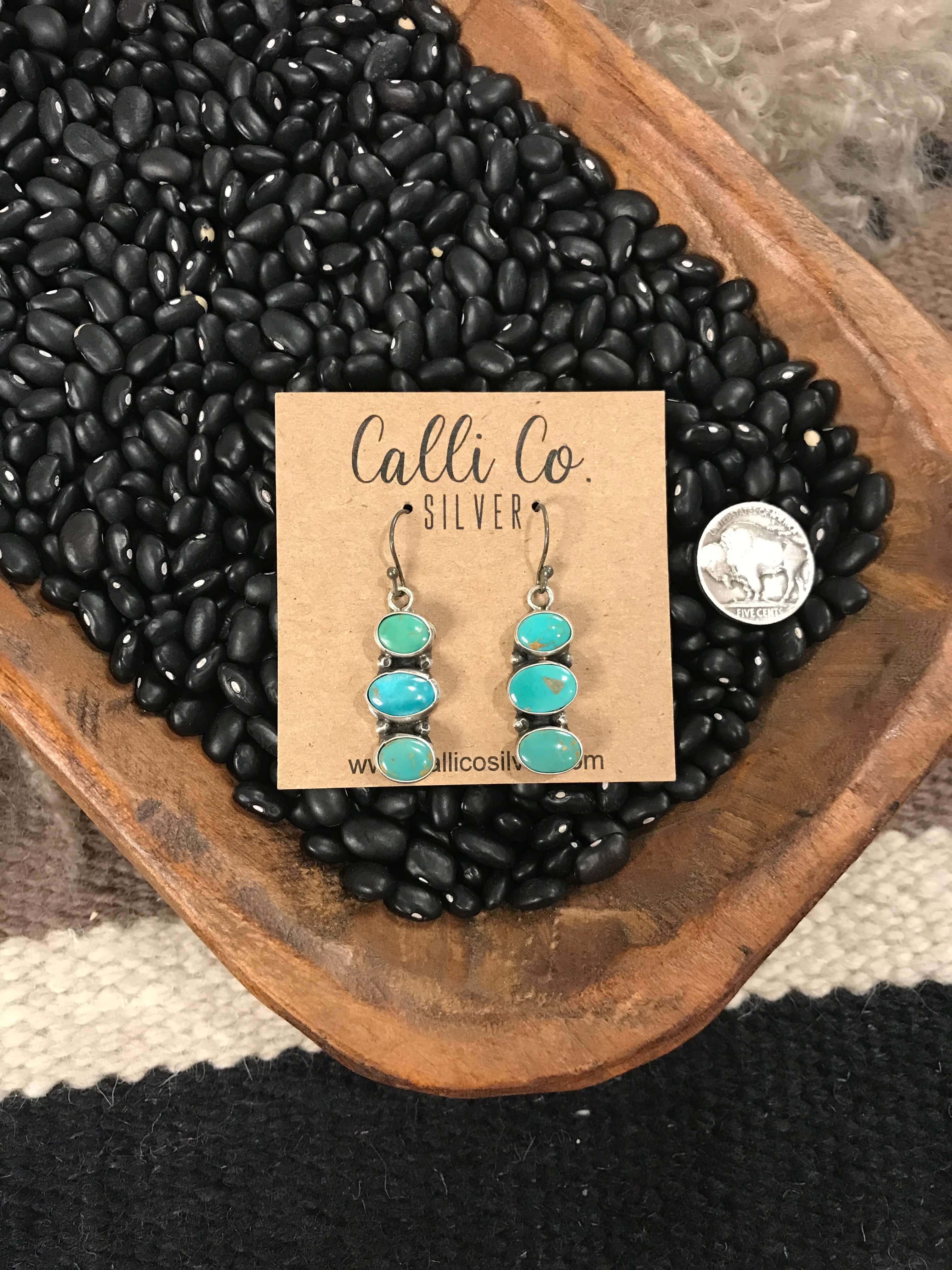 The Laureles Earrings, 3-Earrings-Calli Co., Turquoise and Silver Jewelry, Native American Handmade, Zuni Tribe, Navajo Tribe, Brock Texas