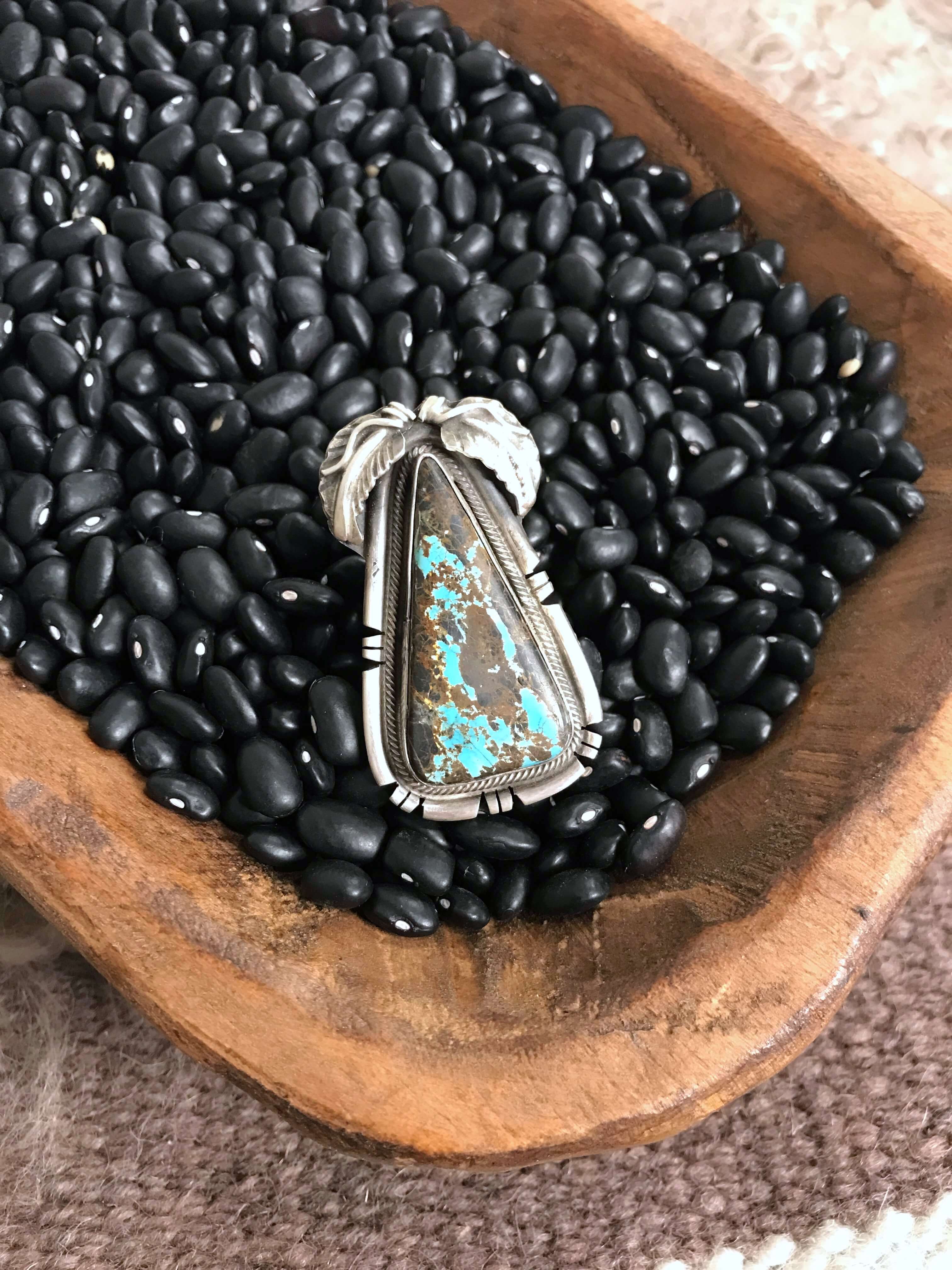 The Snake River Ring, Sz 9-Rings-Calli Co., Turquoise and Silver Jewelry, Native American Handmade, Zuni Tribe, Navajo Tribe, Brock Texas