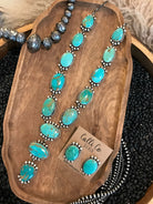 The Juniper Lariat Necklace Set-Necklaces-Calli Co., Turquoise and Silver Jewelry, Native American Handmade, Zuni Tribe, Navajo Tribe, Brock Texas