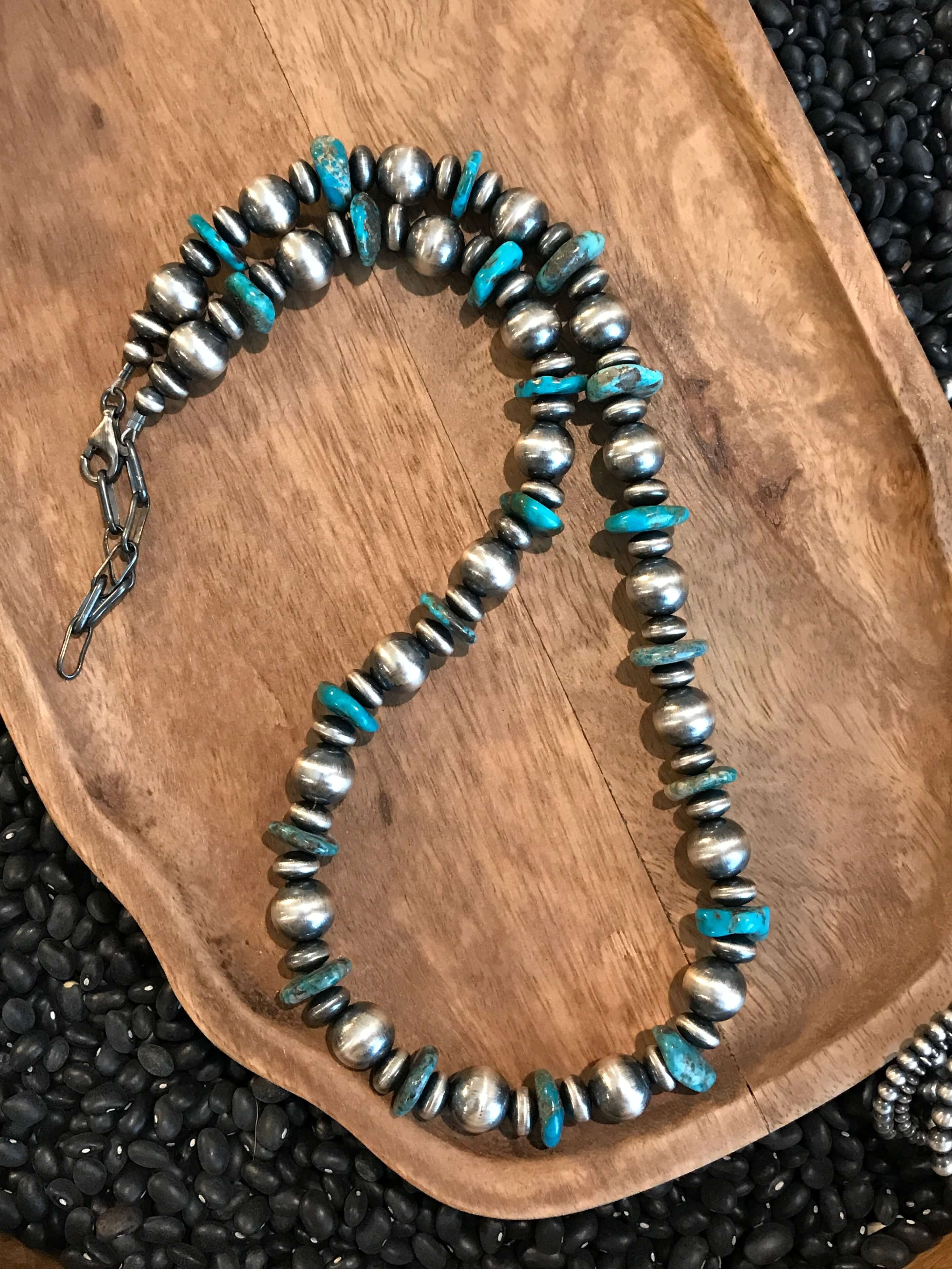 The Canyon Necklace in Blues-Necklaces-Calli Co., Turquoise and Silver Jewelry, Native American Handmade, Zuni Tribe, Navajo Tribe, Brock Texas