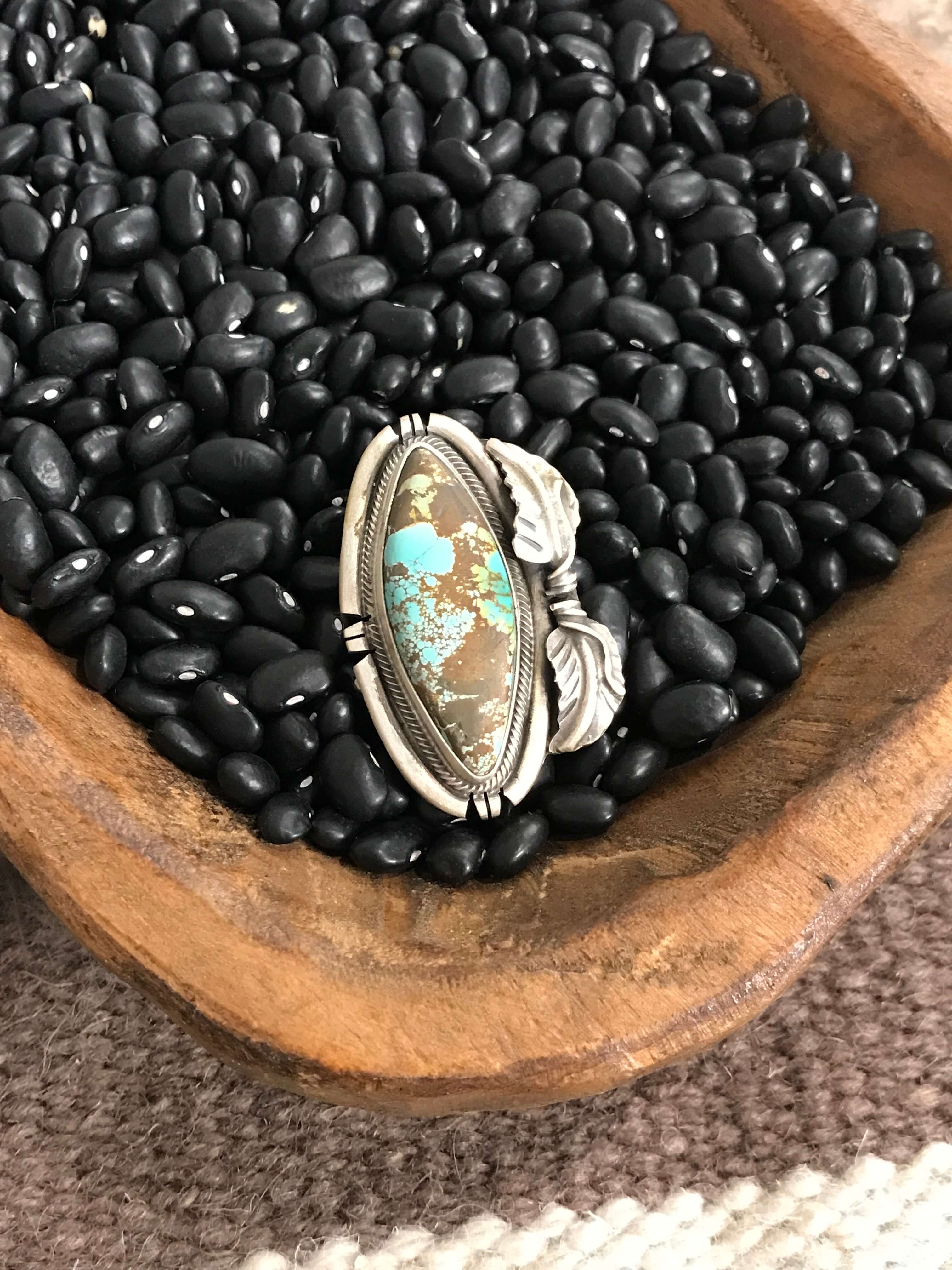 The McCamey Ring, Sz 9.5-Rings-Calli Co., Turquoise and Silver Jewelry, Native American Handmade, Zuni Tribe, Navajo Tribe, Brock Texas
