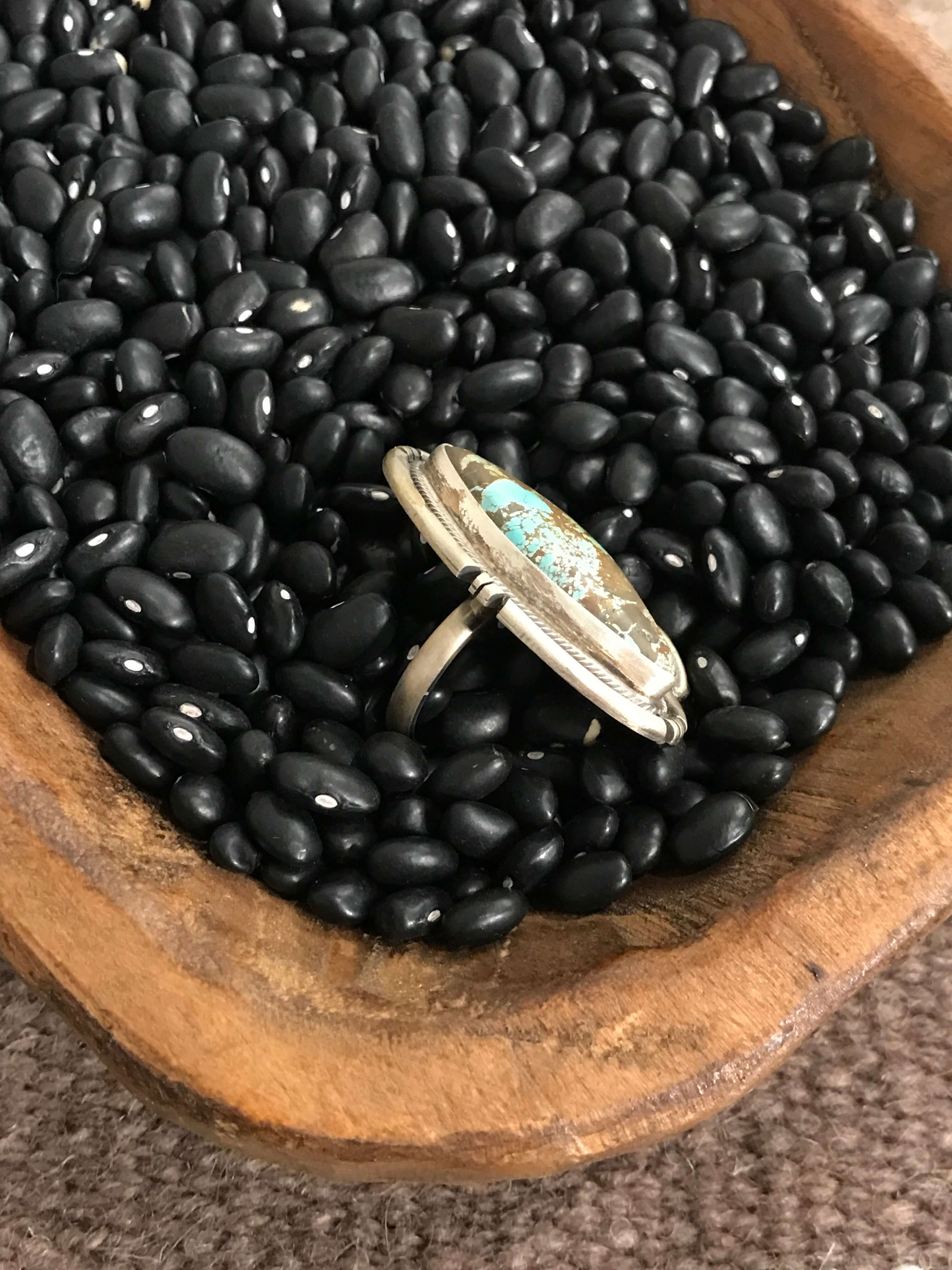The McCamey Ring, Sz 9.5-Rings-Calli Co., Turquoise and Silver Jewelry, Native American Handmade, Zuni Tribe, Navajo Tribe, Brock Texas