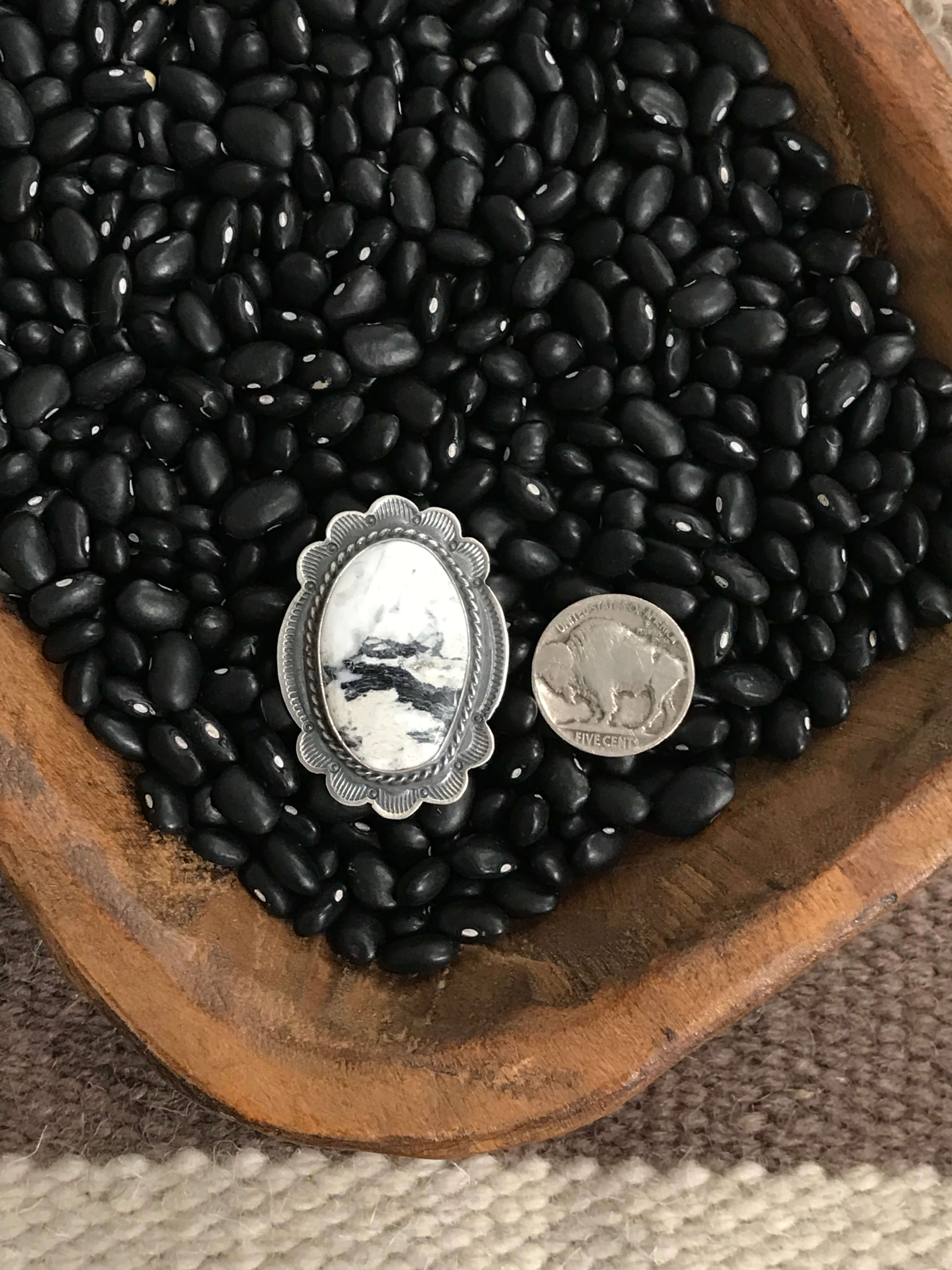 The Sierra Blanca Ring, Sz. 8-Rings-Calli Co., Turquoise and Silver Jewelry, Native American Handmade, Zuni Tribe, Navajo Tribe, Brock Texas