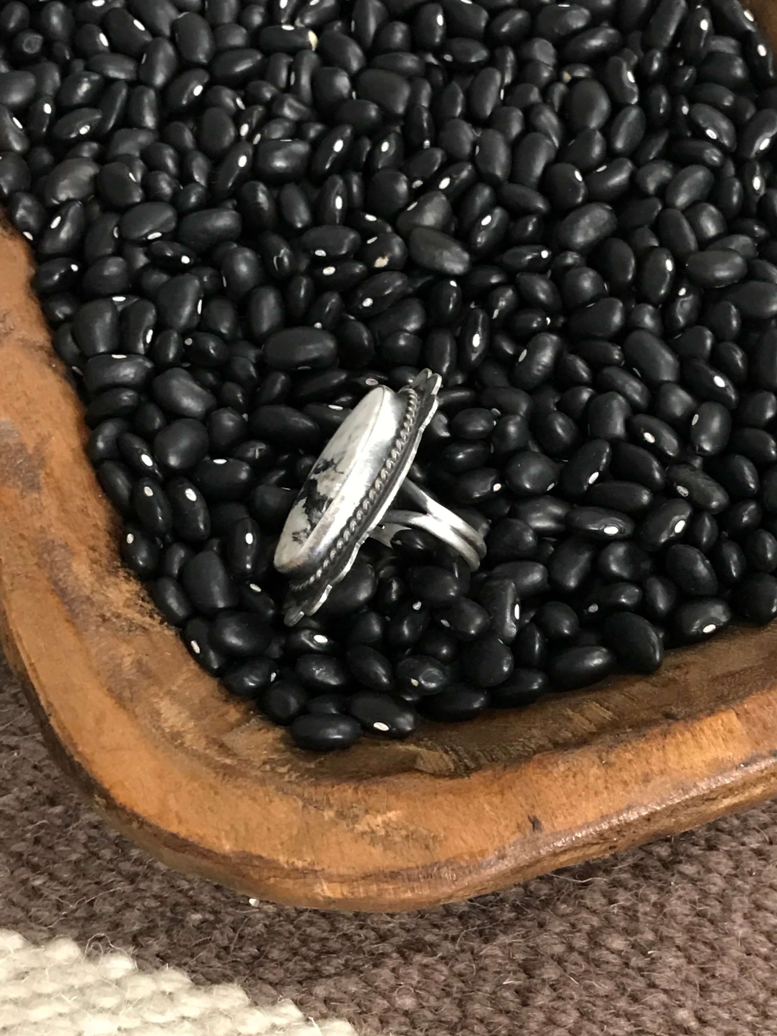 The Sierra Blanca Ring, Sz. 8-Rings-Calli Co., Turquoise and Silver Jewelry, Native American Handmade, Zuni Tribe, Navajo Tribe, Brock Texas