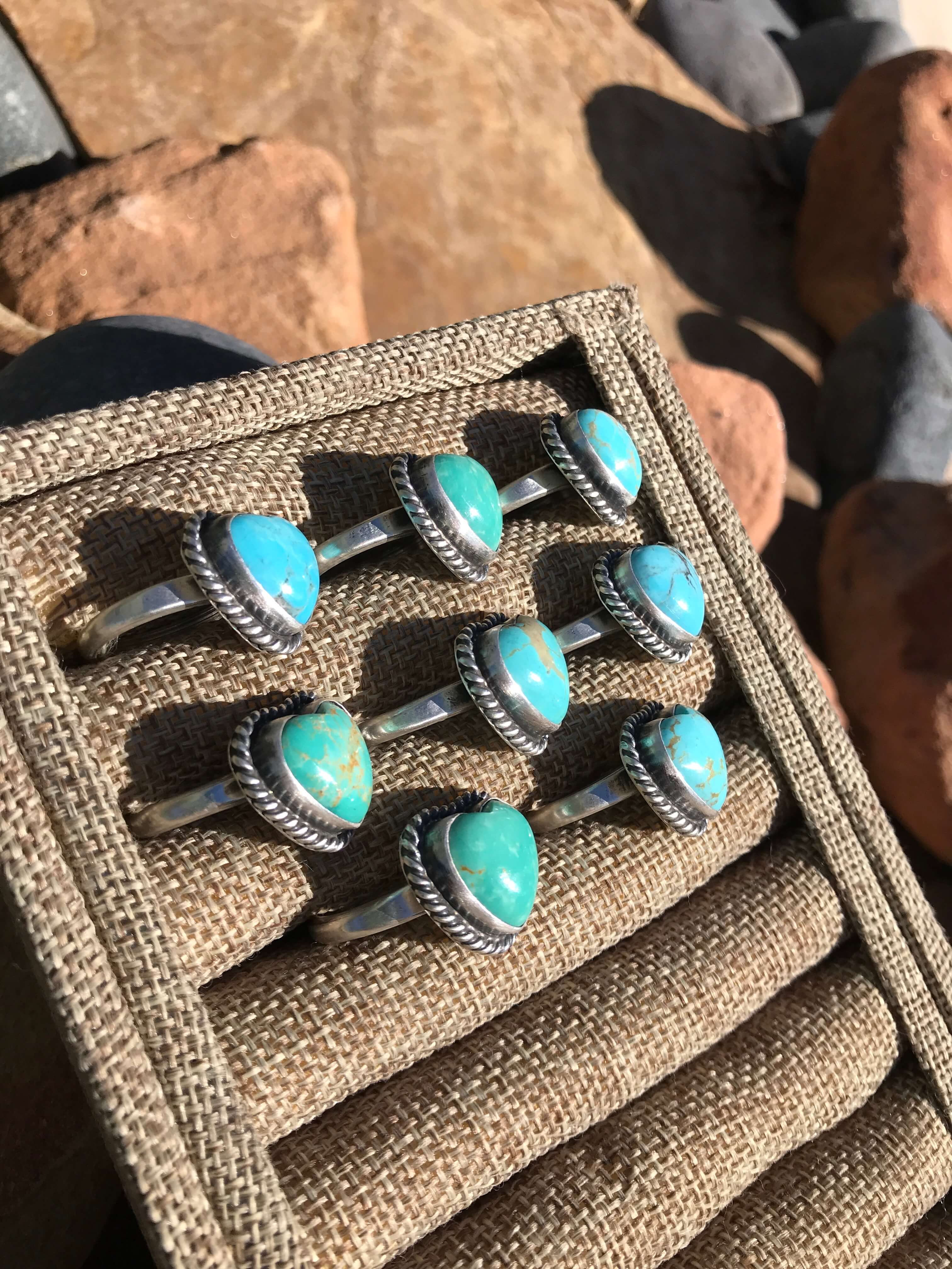 The Roper Adjustable Heart Rings-Rings-Calli Co., Turquoise and Silver Jewelry, Native American Handmade, Zuni Tribe, Navajo Tribe, Brock Texas