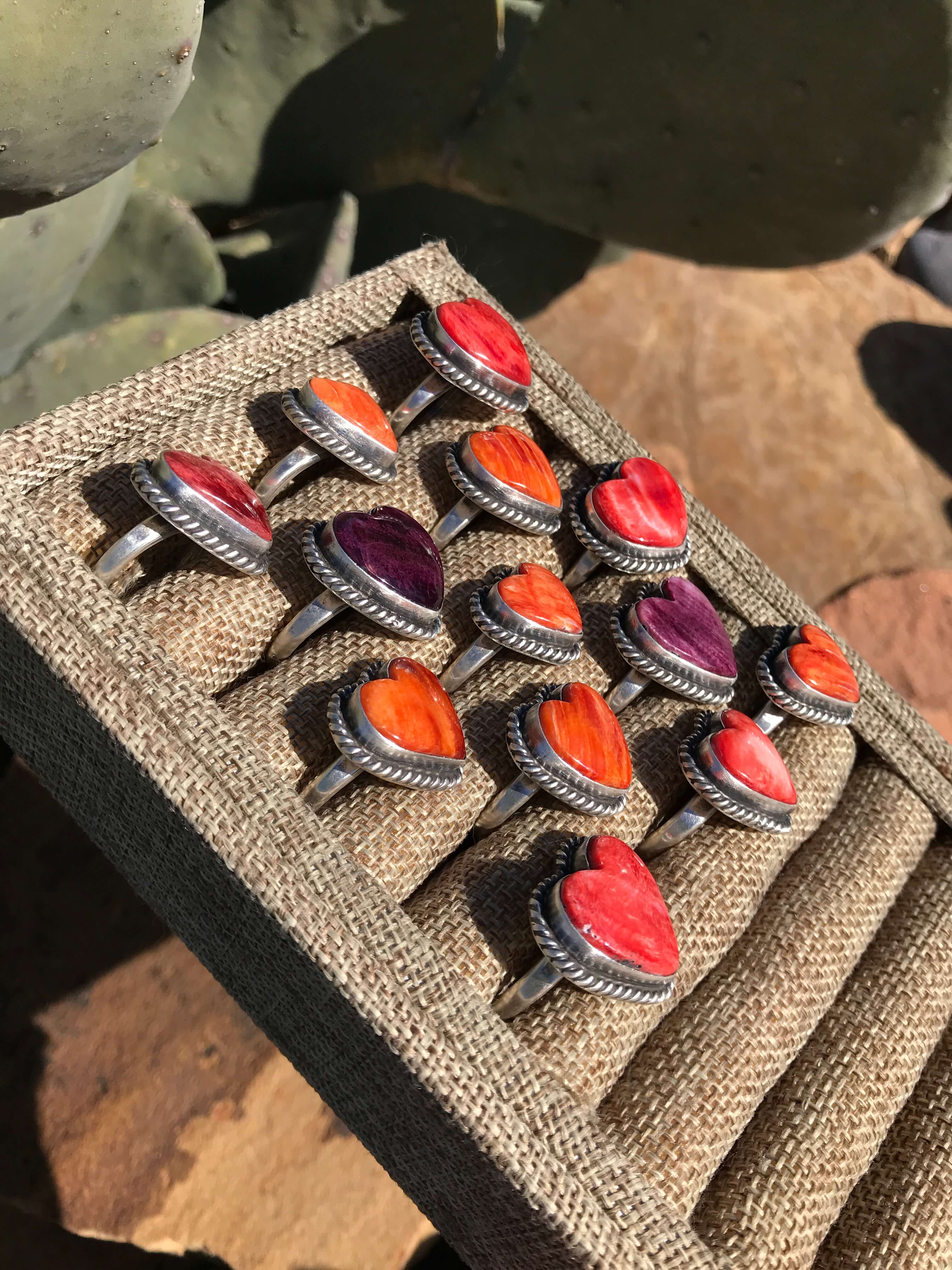 The Roper Heart Adjustable Rings in Spiny-Rings-Calli Co., Turquoise and Silver Jewelry, Native American Handmade, Zuni Tribe, Navajo Tribe, Brock Texas