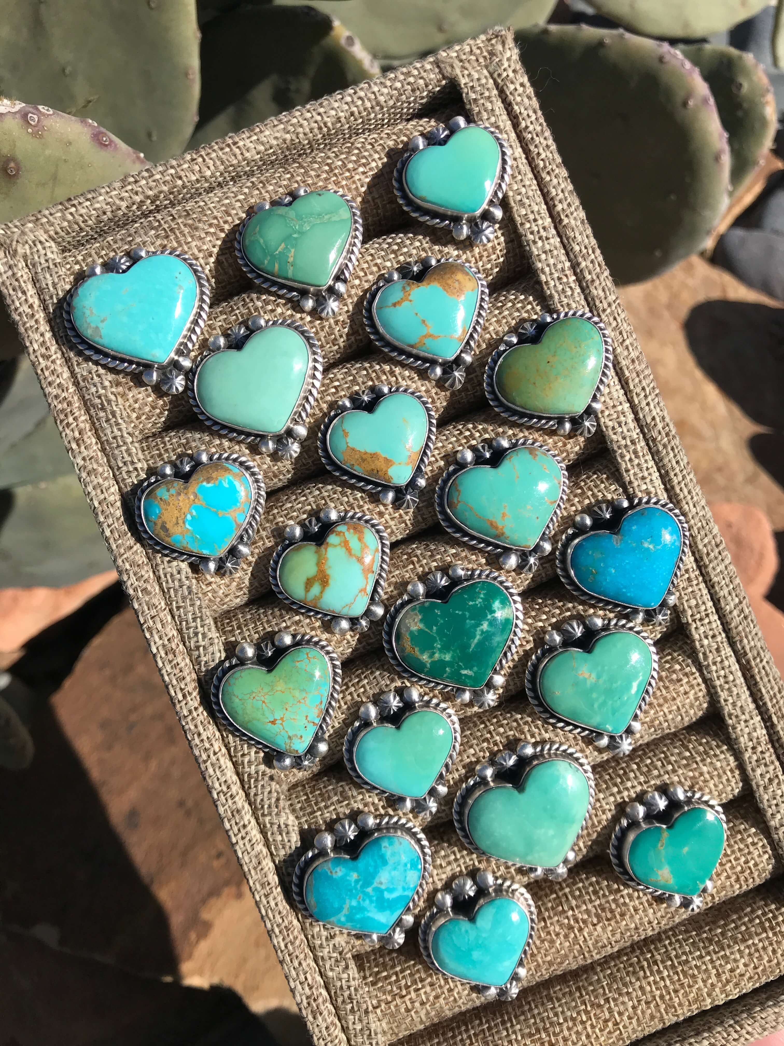 The Biggie Adjustable Heart Rings-Rings-Calli Co., Turquoise and Silver Jewelry, Native American Handmade, Zuni Tribe, Navajo Tribe, Brock Texas