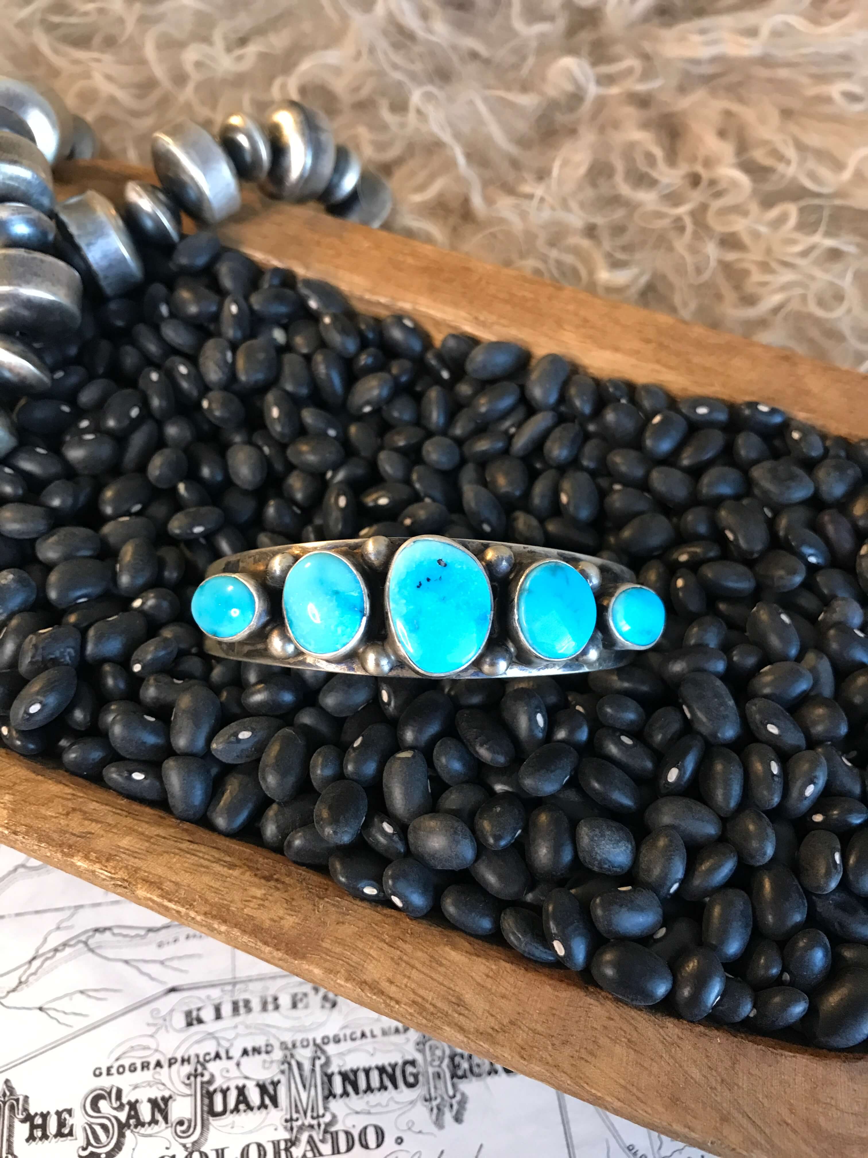 The Upala Turquoise Row Cuff-Bracelets & Cuffs-Calli Co., Turquoise and Silver Jewelry, Native American Handmade, Zuni Tribe, Navajo Tribe, Brock Texas