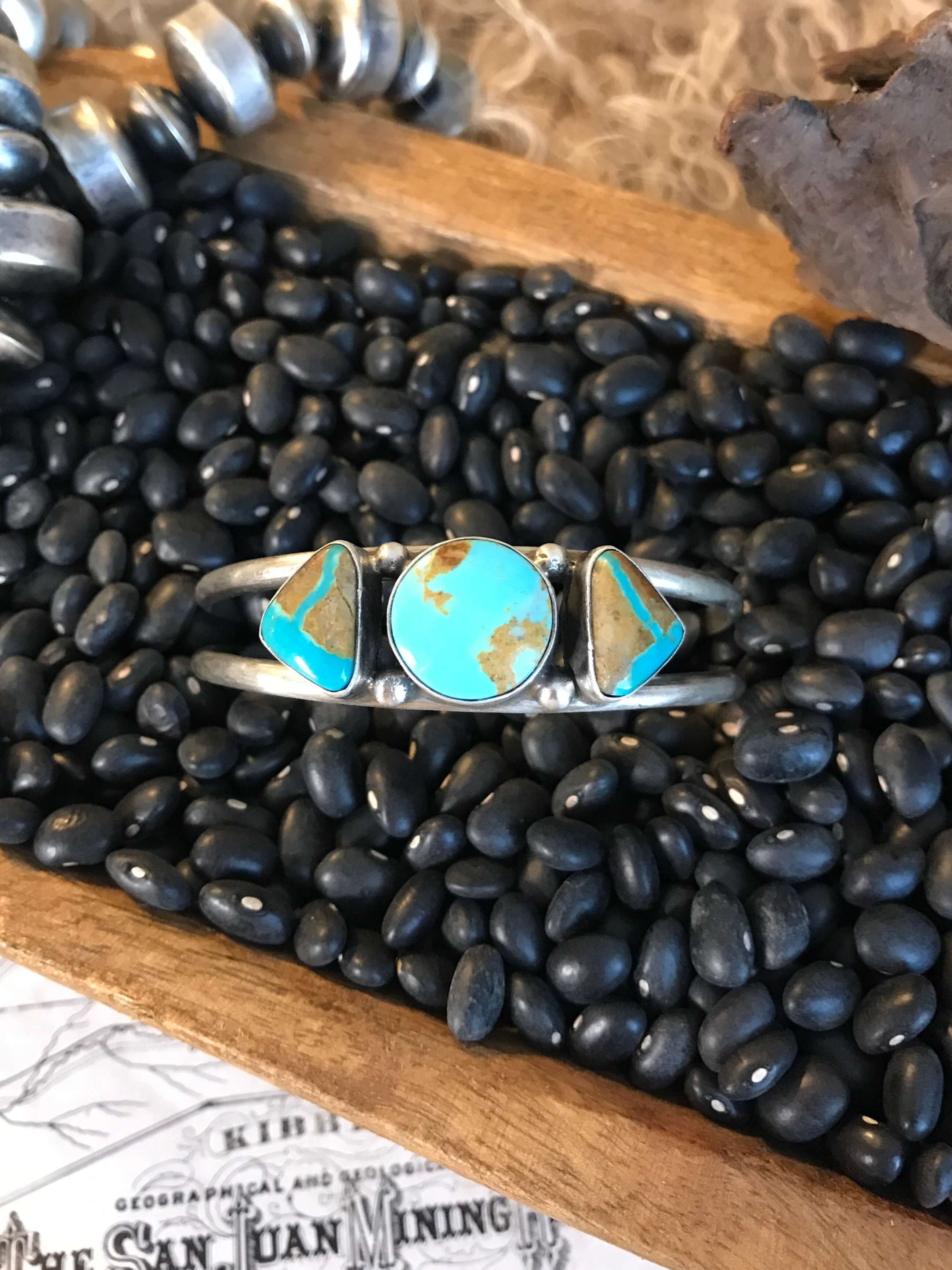 The Triple Stone Cuff, 6-Bracelets & Cuffs-Calli Co., Turquoise and Silver Jewelry, Native American Handmade, Zuni Tribe, Navajo Tribe, Brock Texas