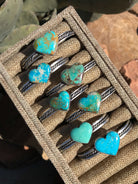 The Grande Twisted Turquoise Heart Cuffs-Bracelets & Cuffs-Calli Co., Turquoise and Silver Jewelry, Native American Handmade, Zuni Tribe, Navajo Tribe, Brock Texas