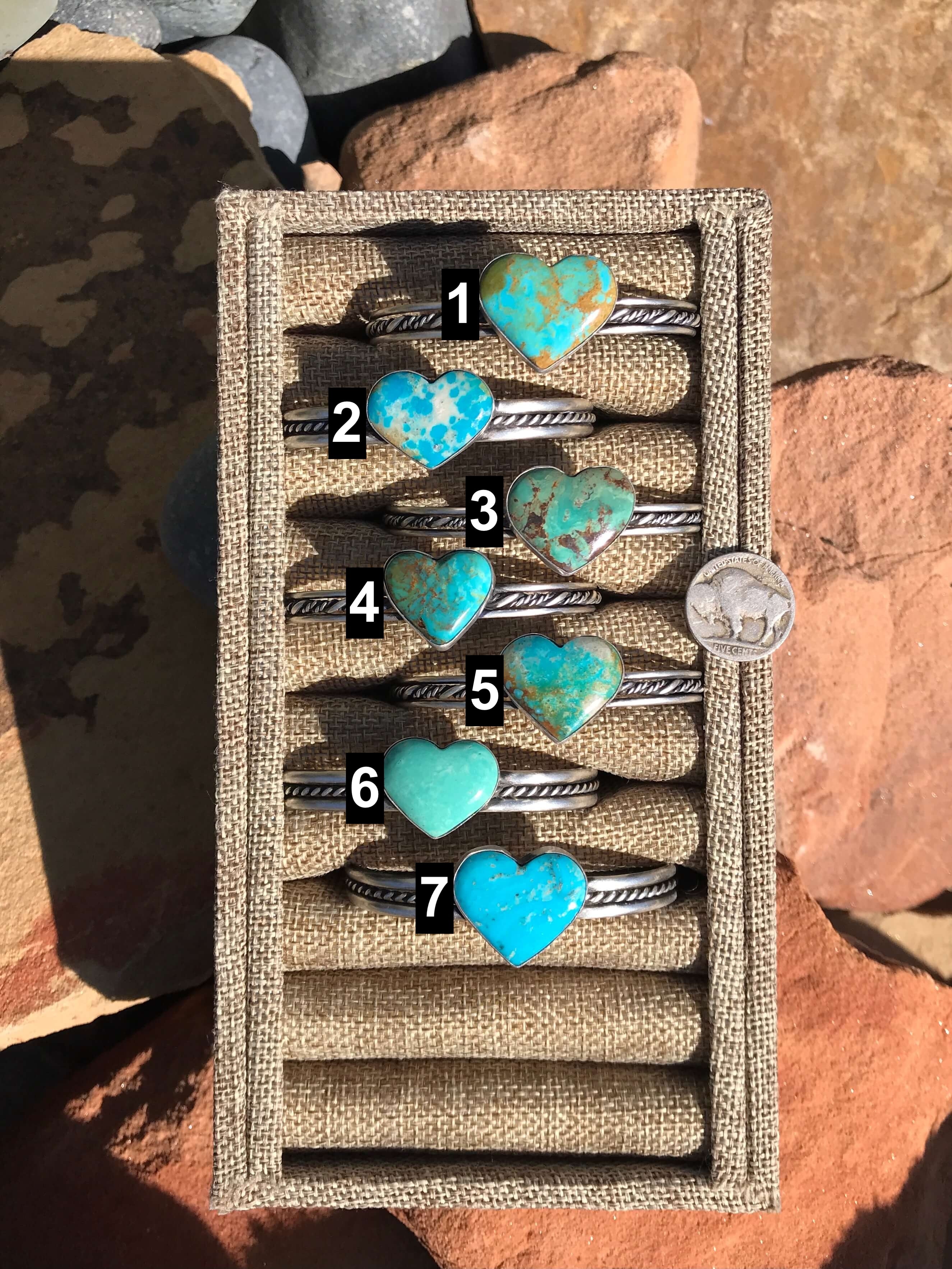 The Grande Twisted Turquoise Heart Cuffs-Bracelets & Cuffs-Calli Co., Turquoise and Silver Jewelry, Native American Handmade, Zuni Tribe, Navajo Tribe, Brock Texas