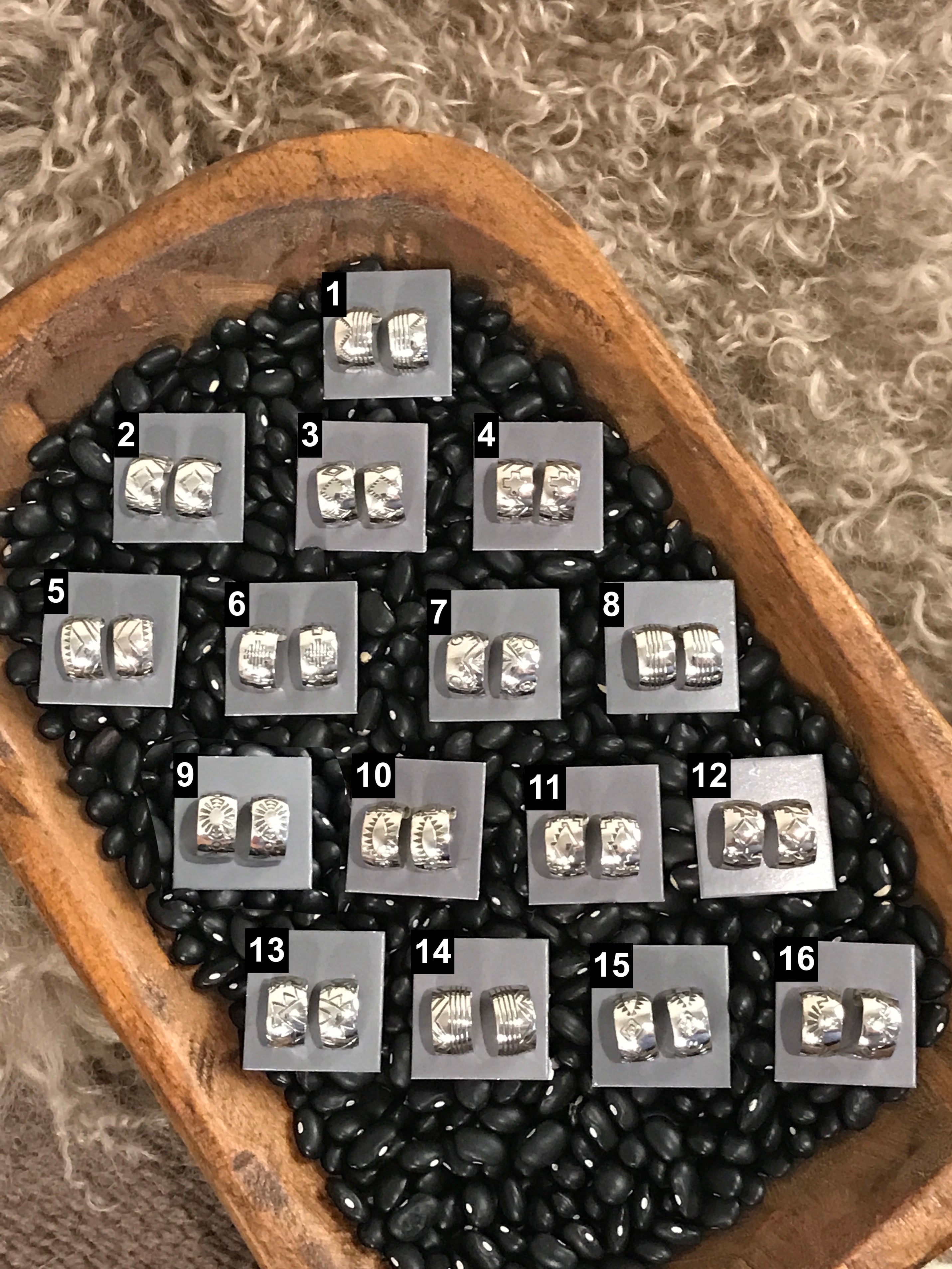 The Stamped Huggie Hoops-Earrings-Calli Co., Turquoise and Silver Jewelry, Native American Handmade, Zuni Tribe, Navajo Tribe, Brock Texas