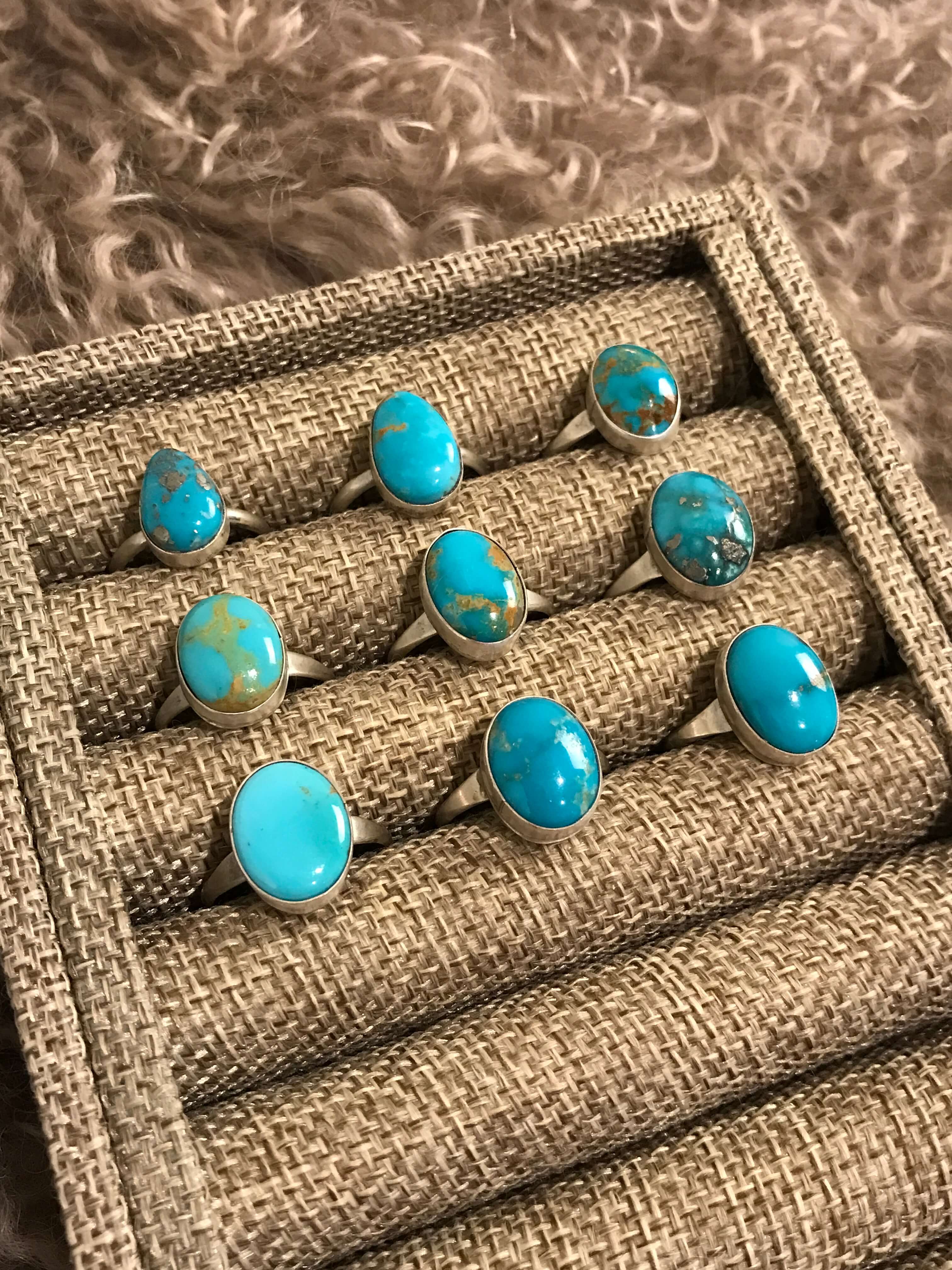 The Lola Rings-Rings-Calli Co., Turquoise and Silver Jewelry, Native American Handmade, Zuni Tribe, Navajo Tribe, Brock Texas